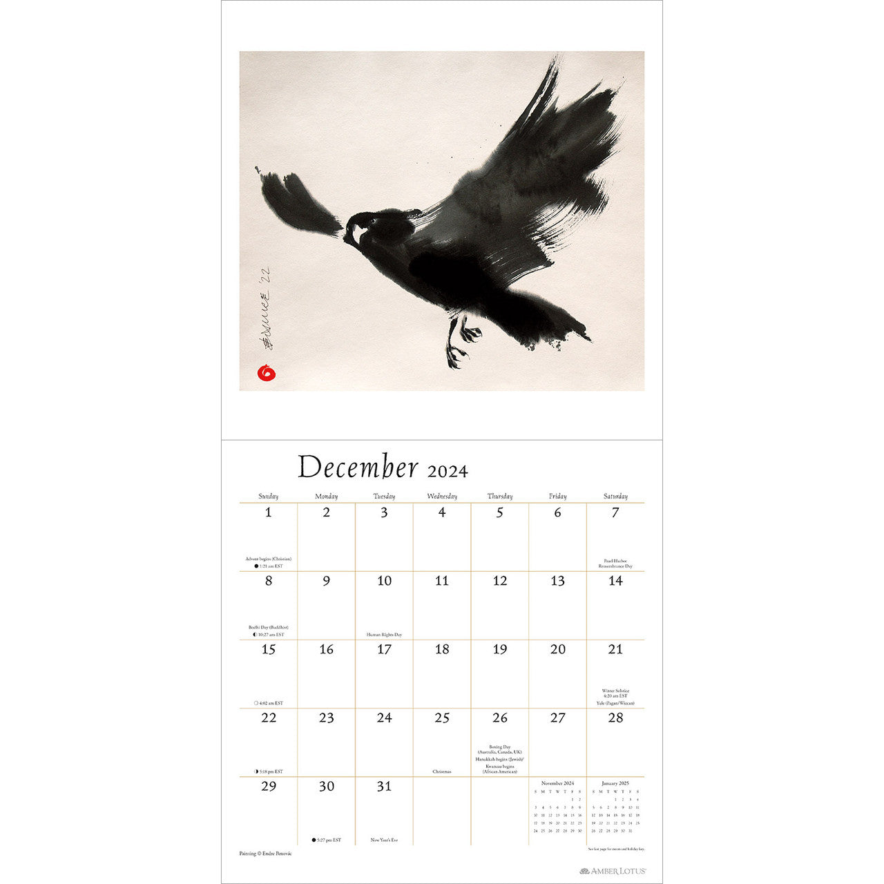2024 The Artful Crow - Square Wall Calendar