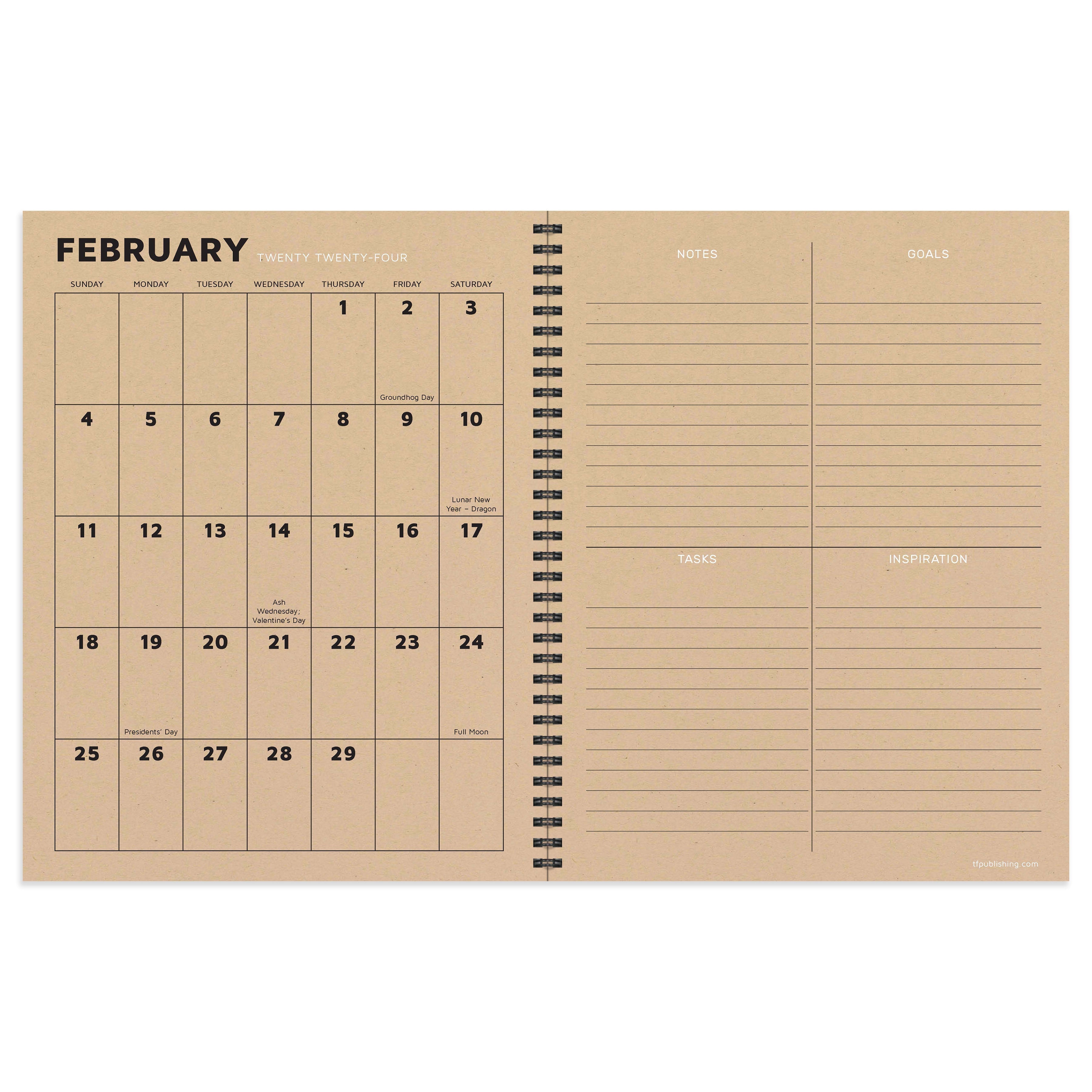 2024 Basic Rows - Large Weekly, Monthly Diary/Planner US