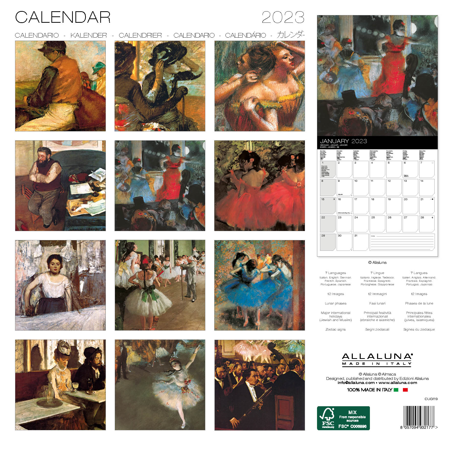 2023 Degas - Square Wall Calendar
