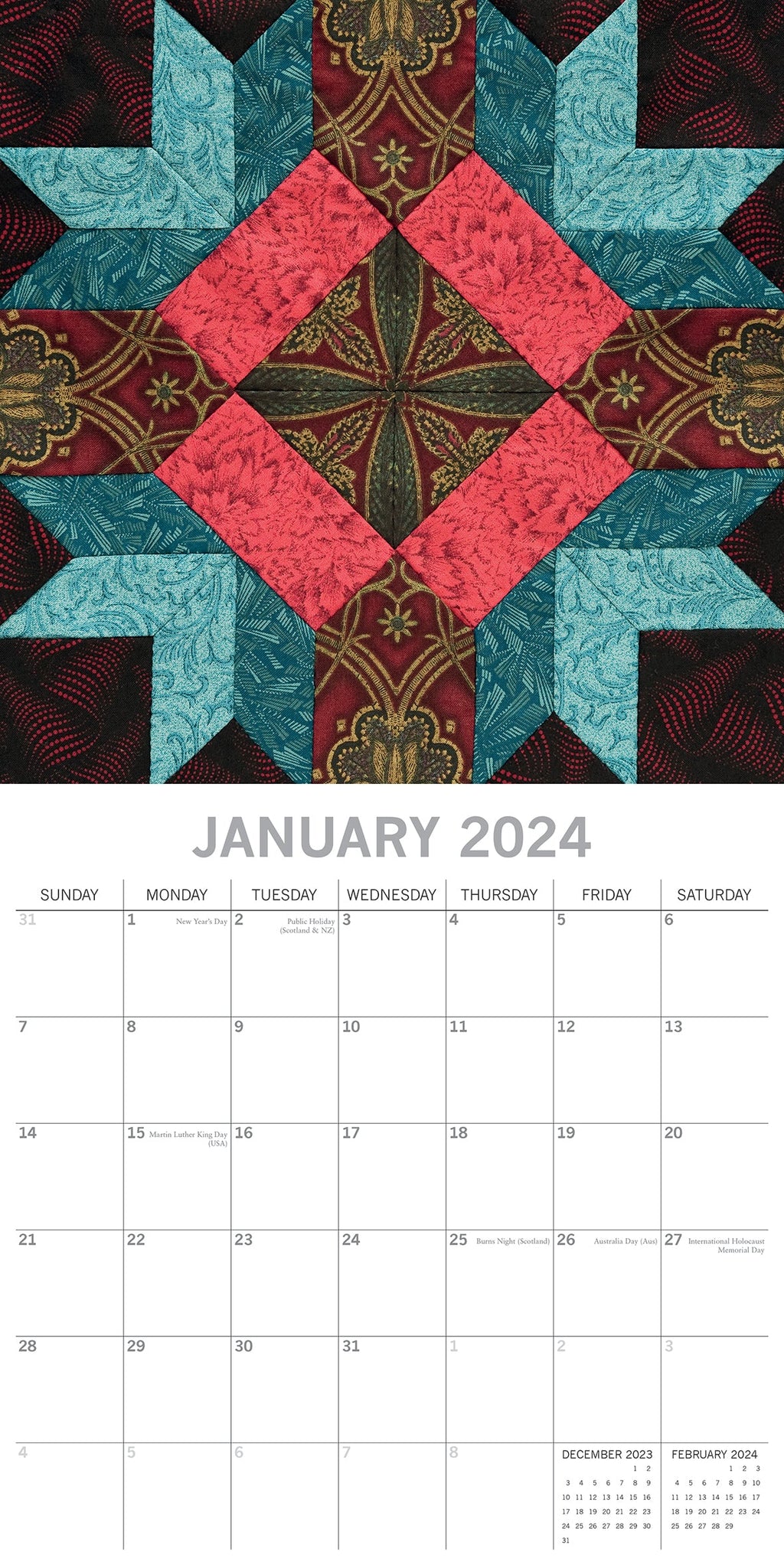 2024 Quilting Square Wall Calendar Hobbies & Other Calendars by