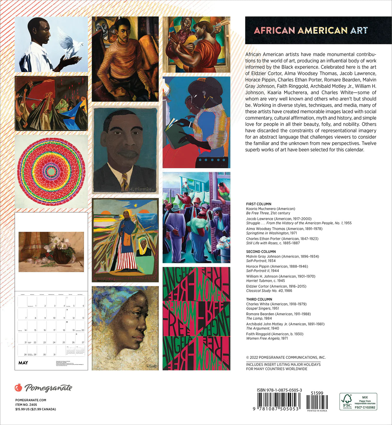 2023 African American Art - Square Wall Calendar