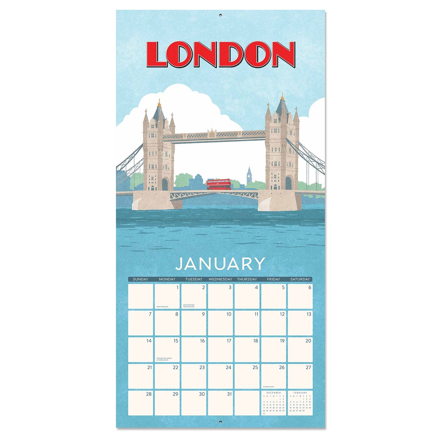 2024 World Travel: Retro Travel Posters - Square Wall Calendar