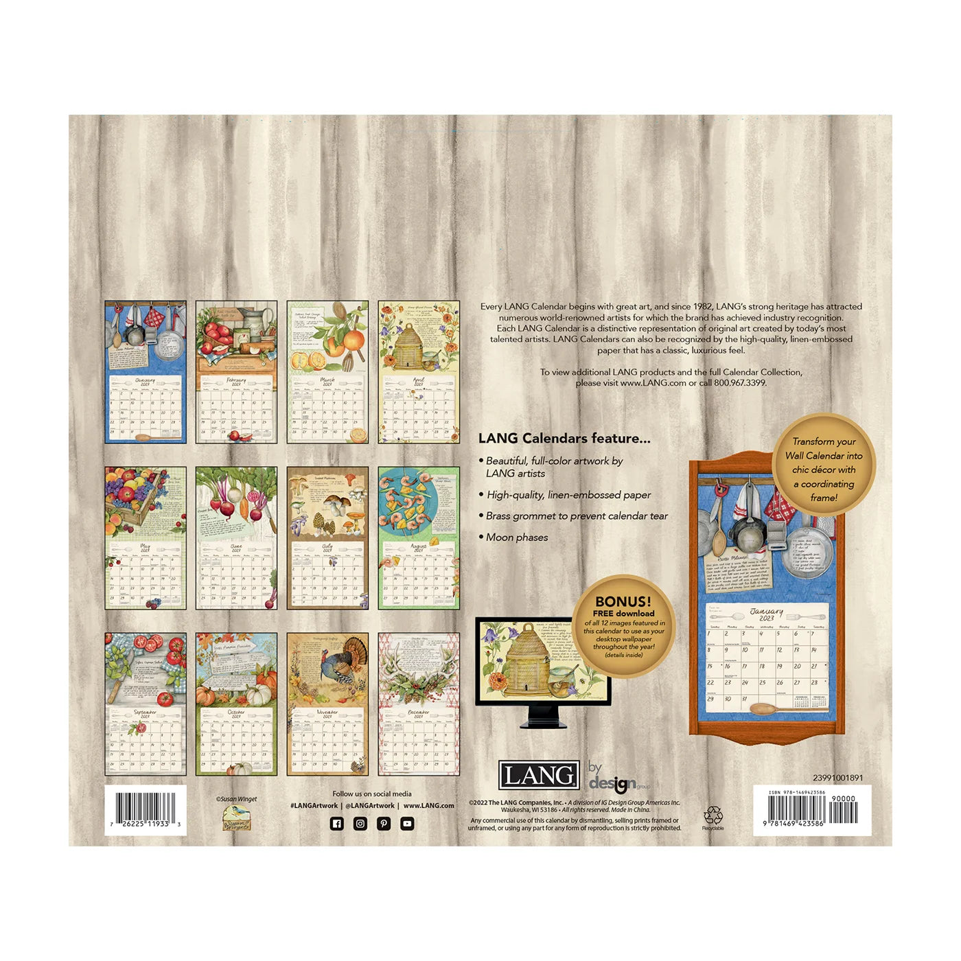 2023 LANG American Kitchen by Susan Winget - Deluxe Wall Calendar