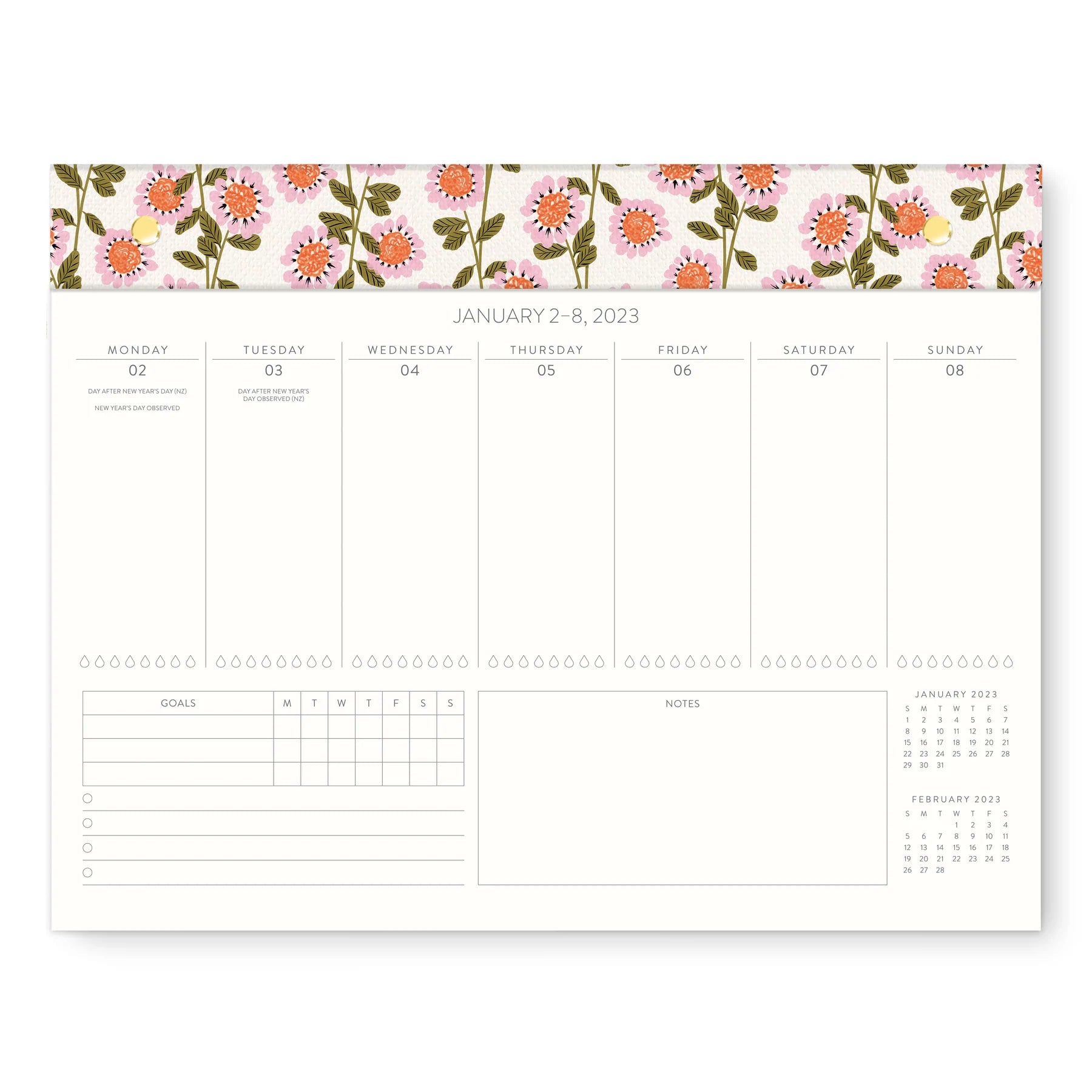 2023 Secret Garden by Gabrielle Neil - Weekly Desk Pad Calendar