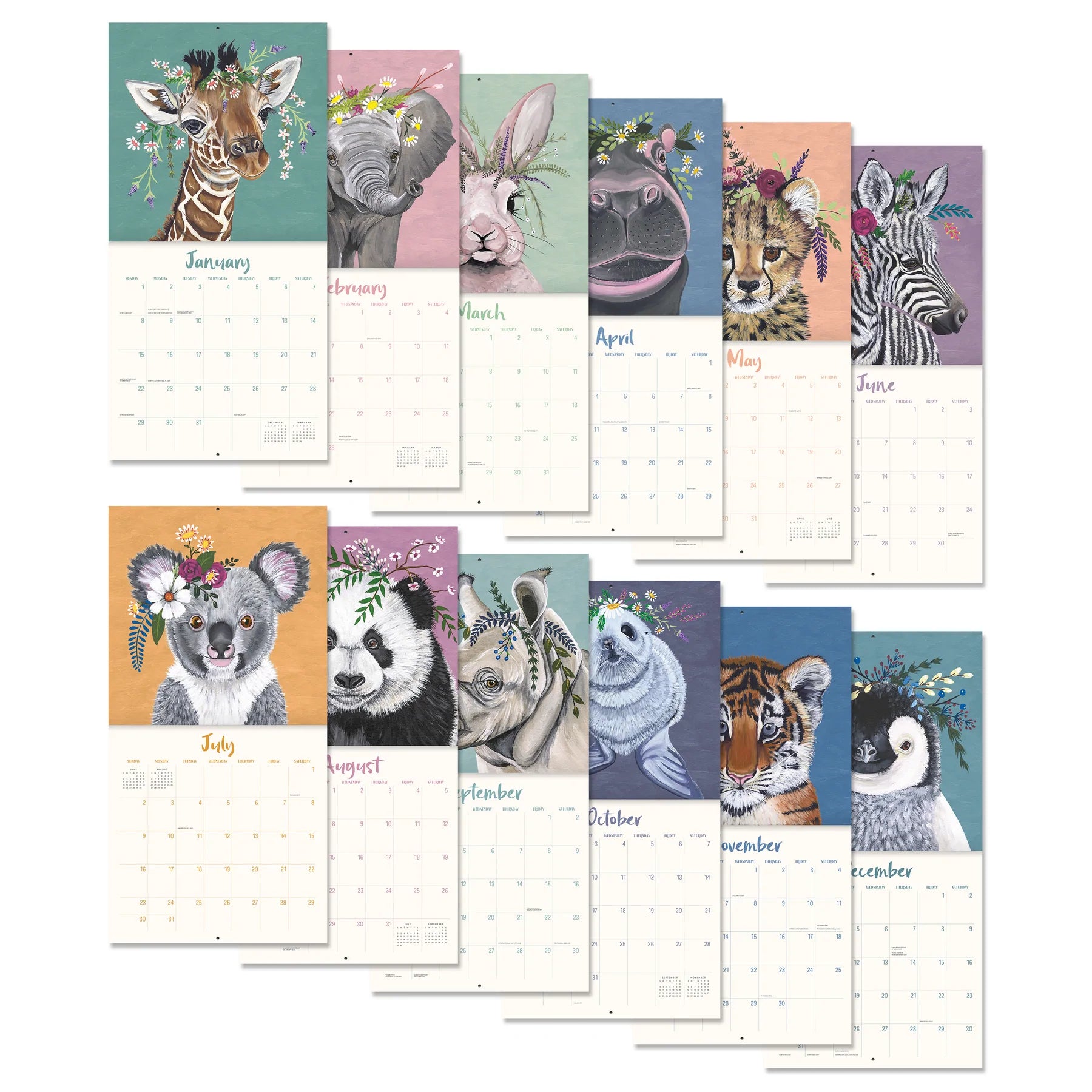 2023 Boho Animals by Spring Whitaker - Square Wall Calendar
