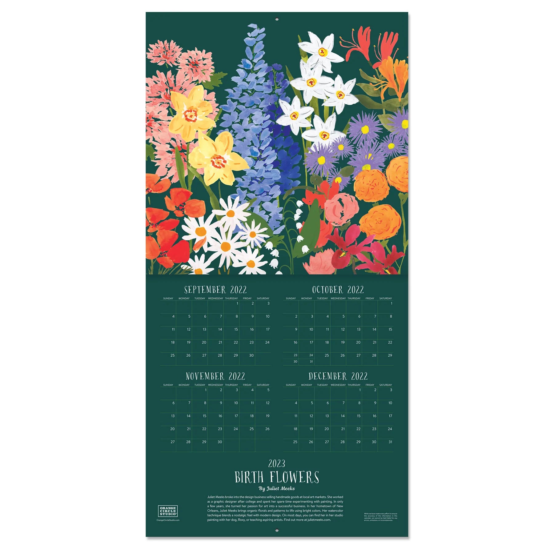 2023 Birth Flowers by Juliet Meeks - Square Wall Calendar