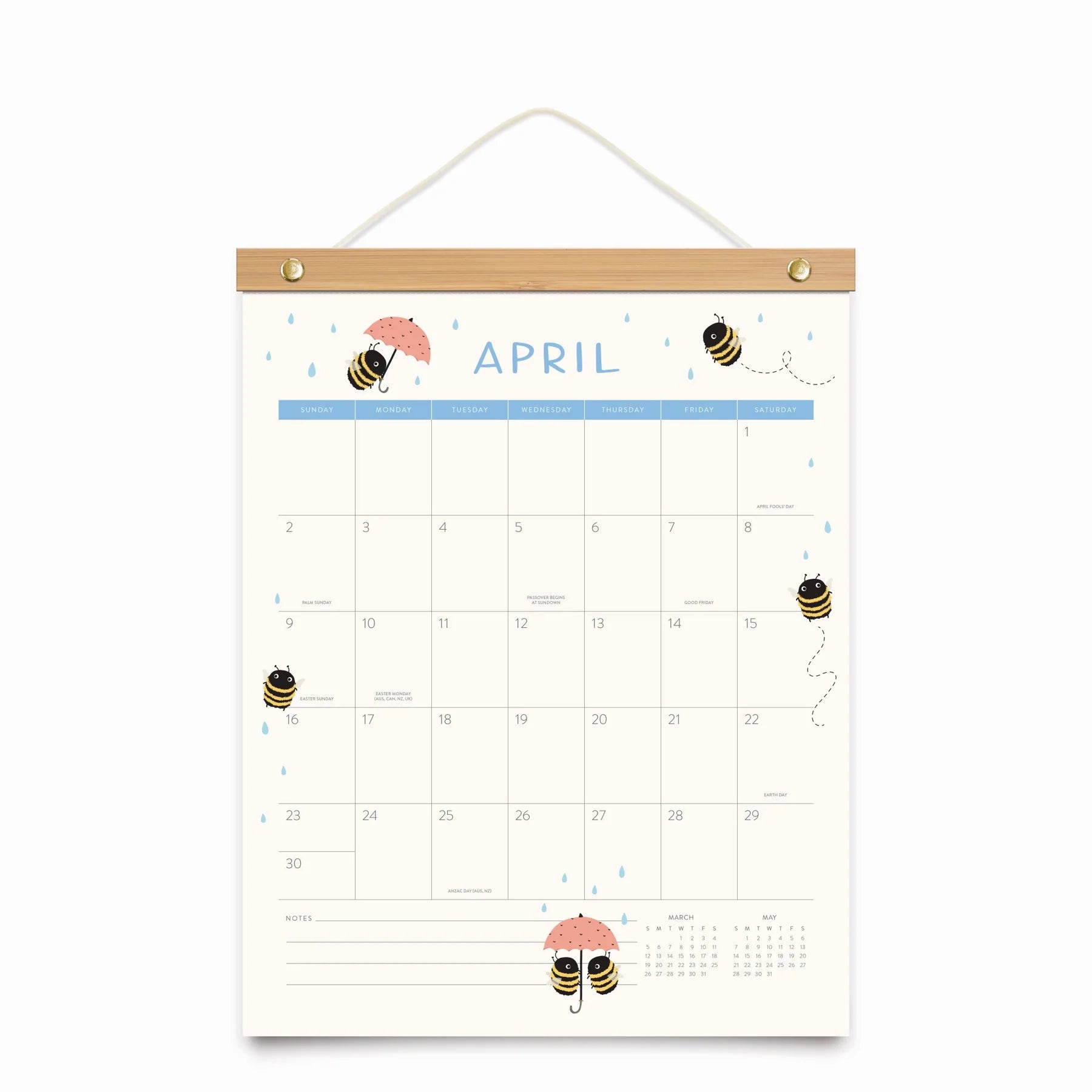 2023 Buzzy Bees (Bamboo-Hanger Calendar) - Deluxe Wall Calendar