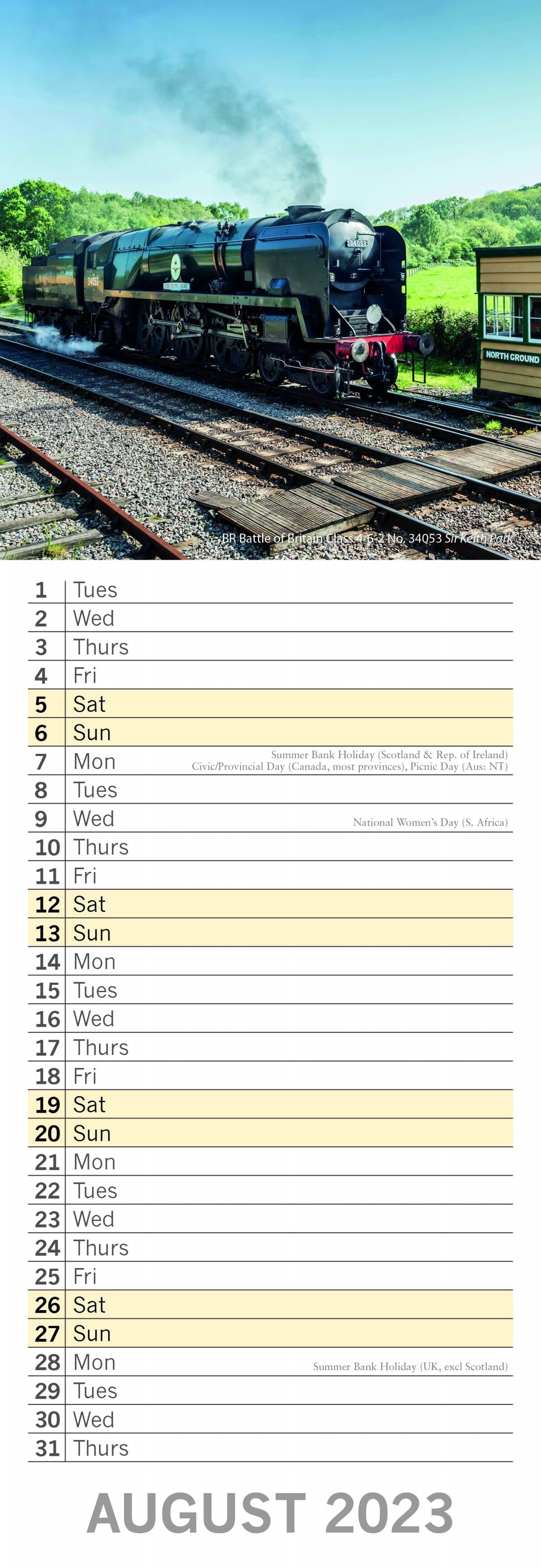 2023 Steam Trains - Slim Wall Calendar
