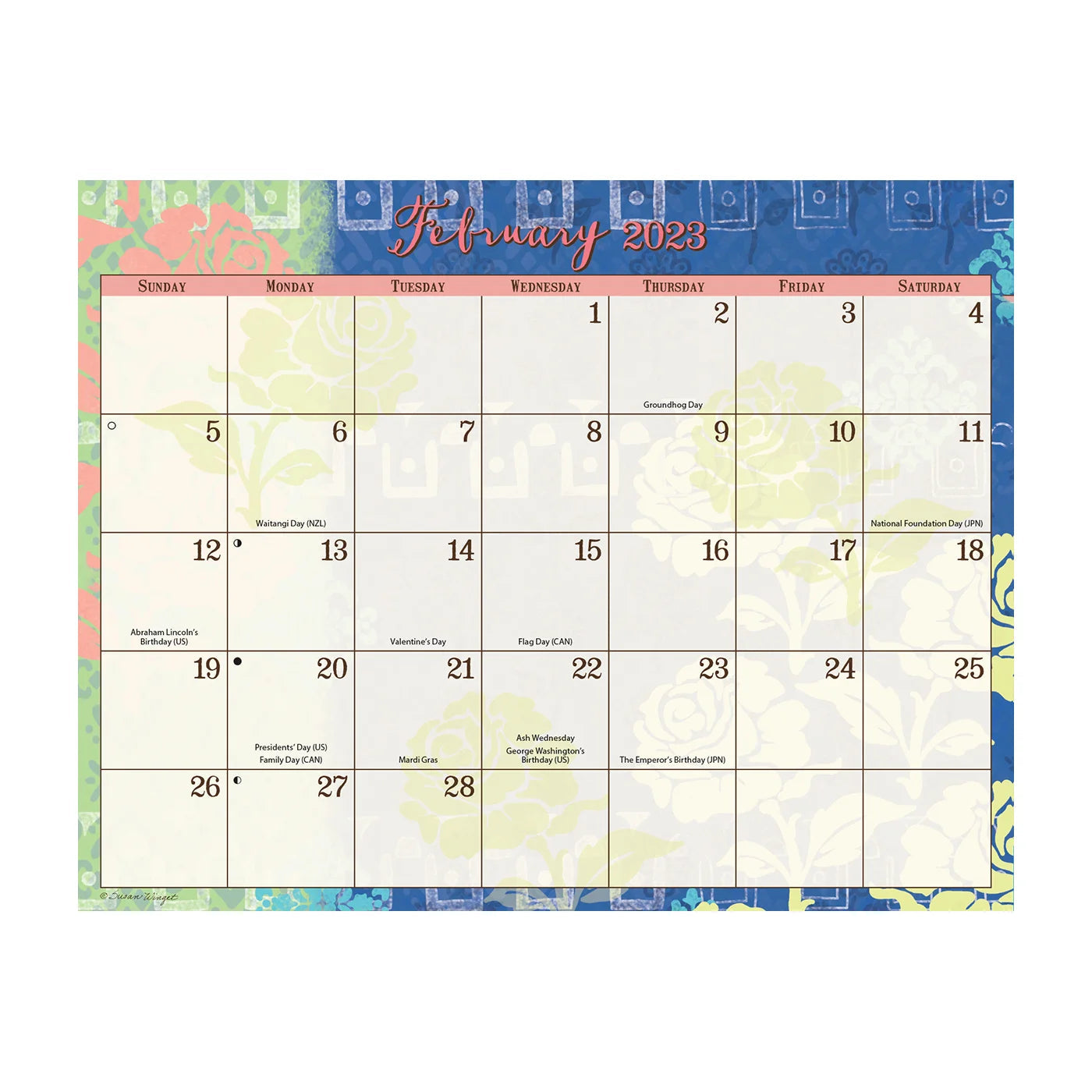 2023 LANG Bohemian By Susan Winget Tri-View - 3-Month View Calendar