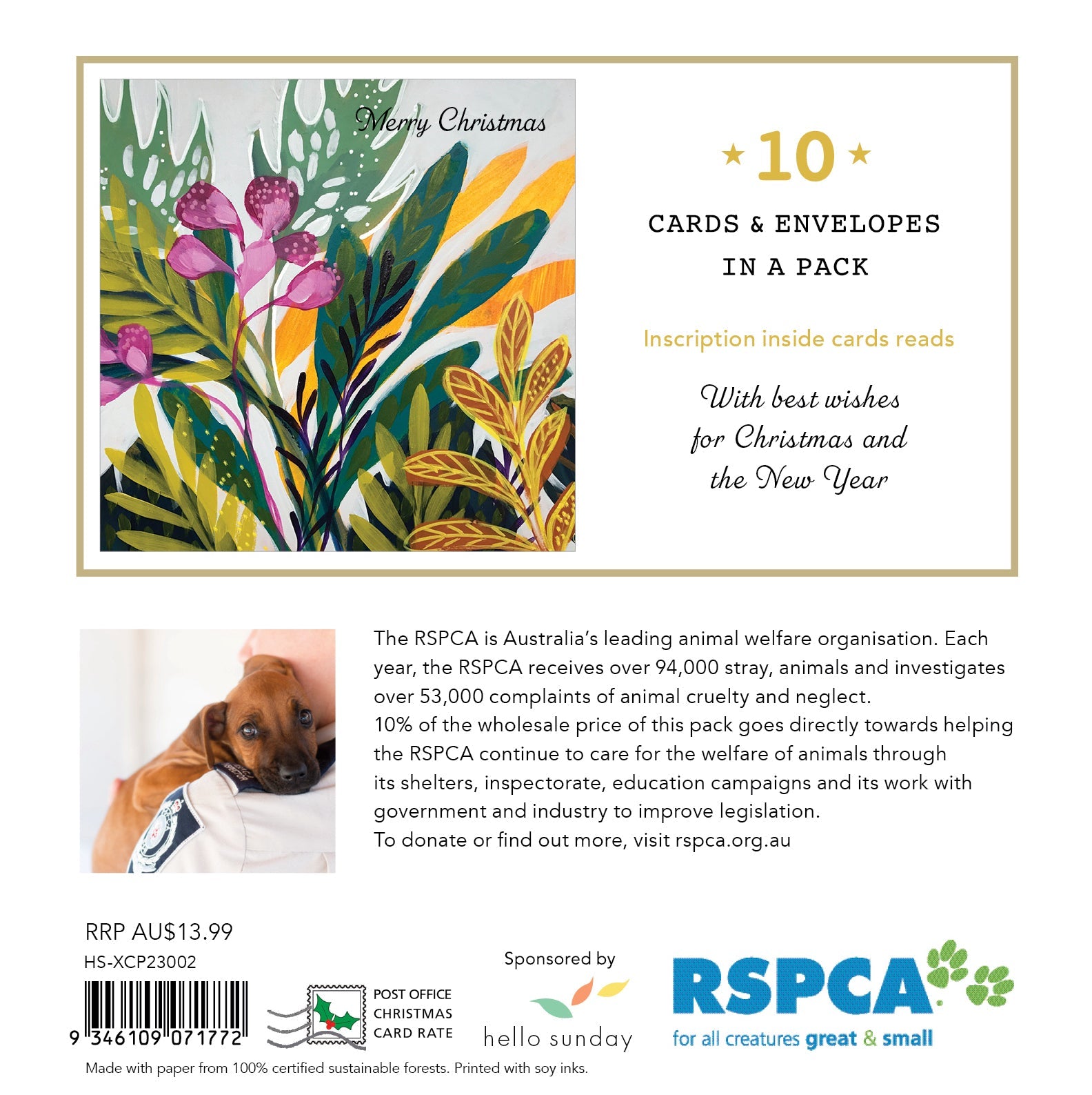 RSPCA Christmas Natives - 10 Charity Christmas Cards Pack