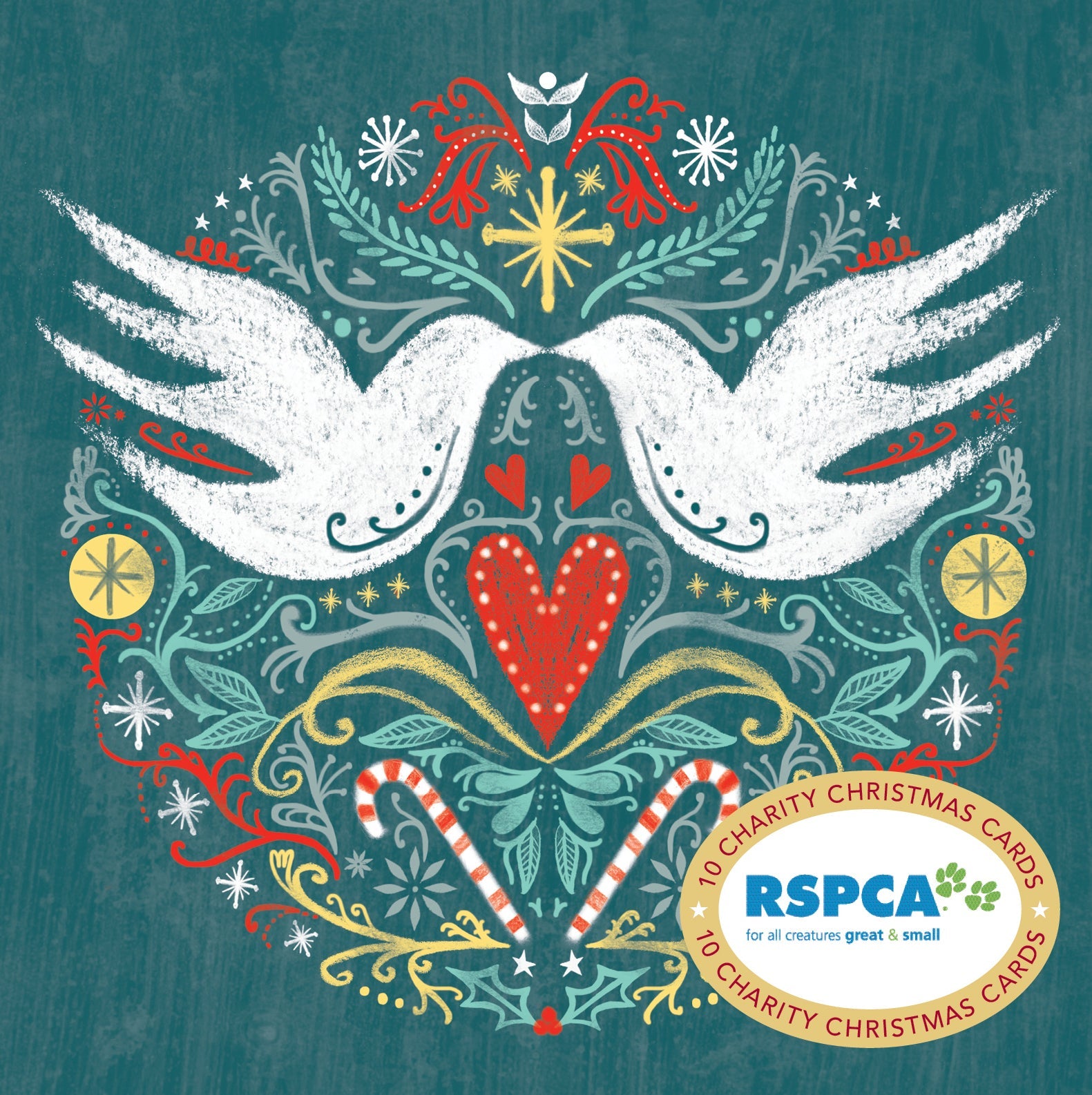 RSPCA Two Doves - 10 Charity Christmas Cards Pack
