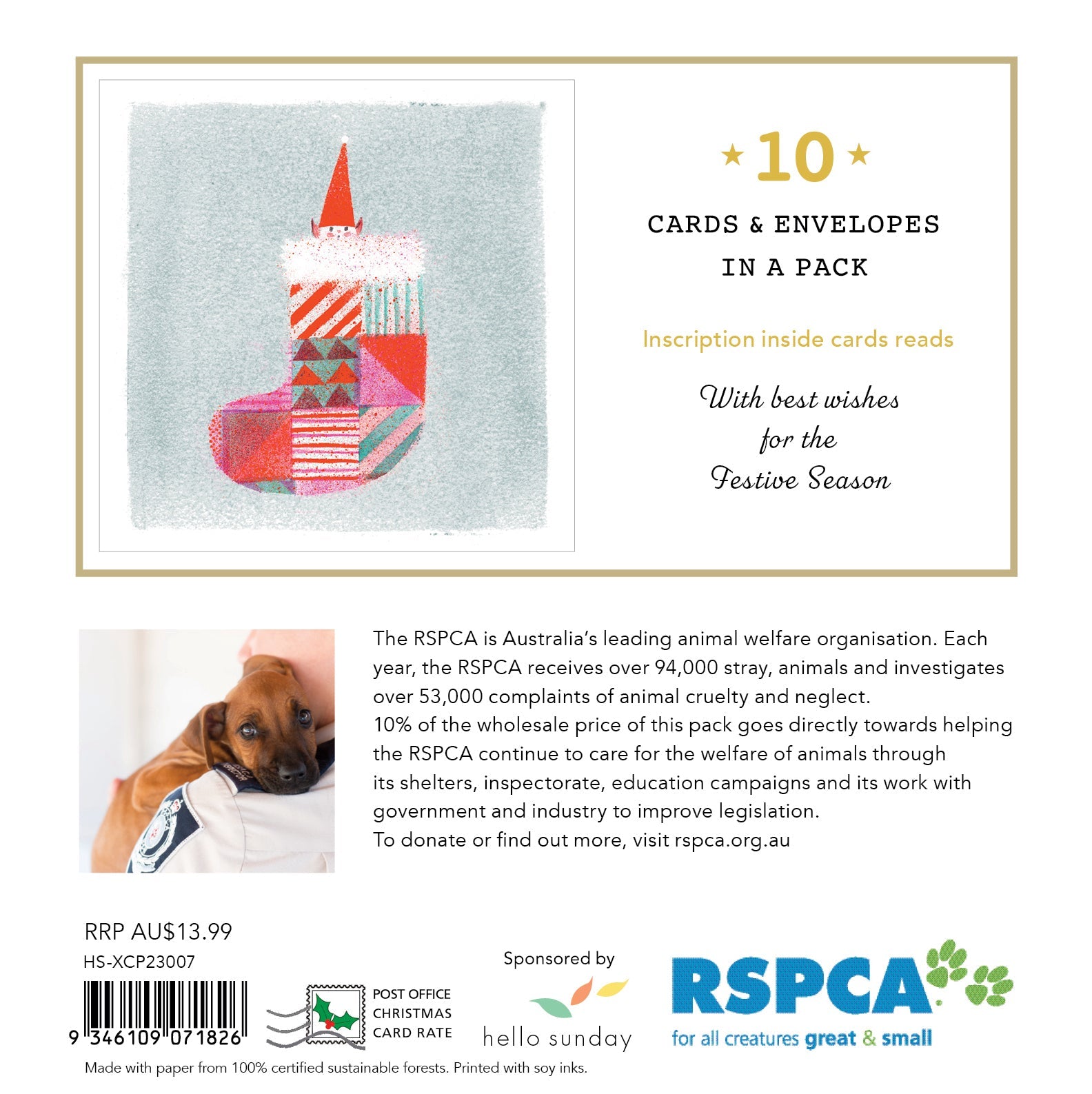 RSPCA Elf - 10 Charity Christmas Cards Pack