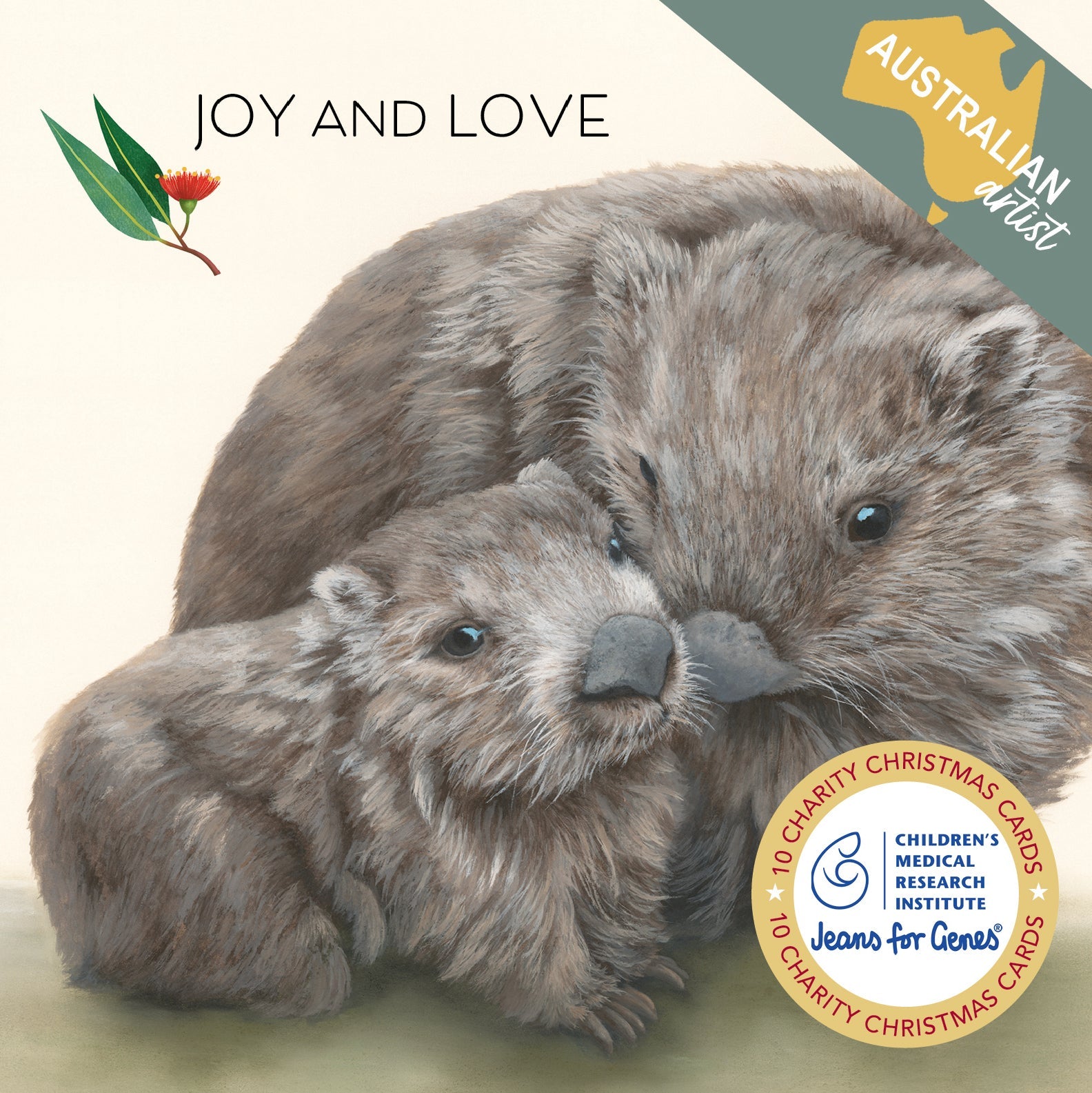 CMRI Wombat Love - 10 Charity Christmas Cards Pack