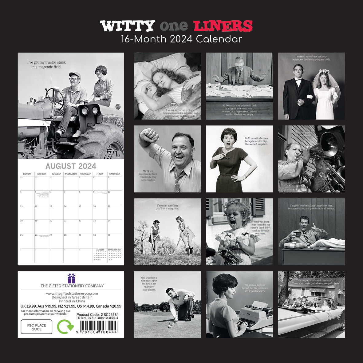 2024 Witty One Liners - Square Wall Calendar