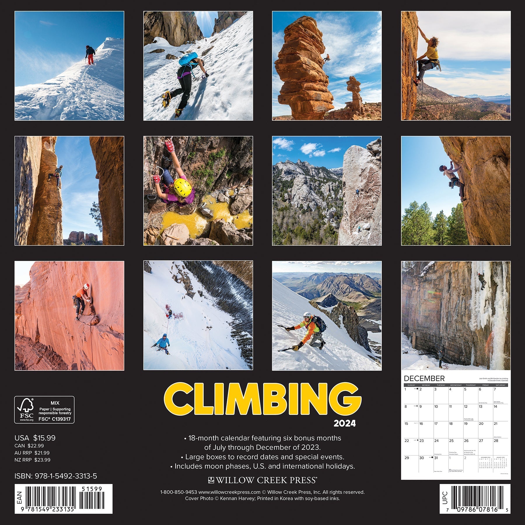 2024 Climbing - Square Wall Calendar US
