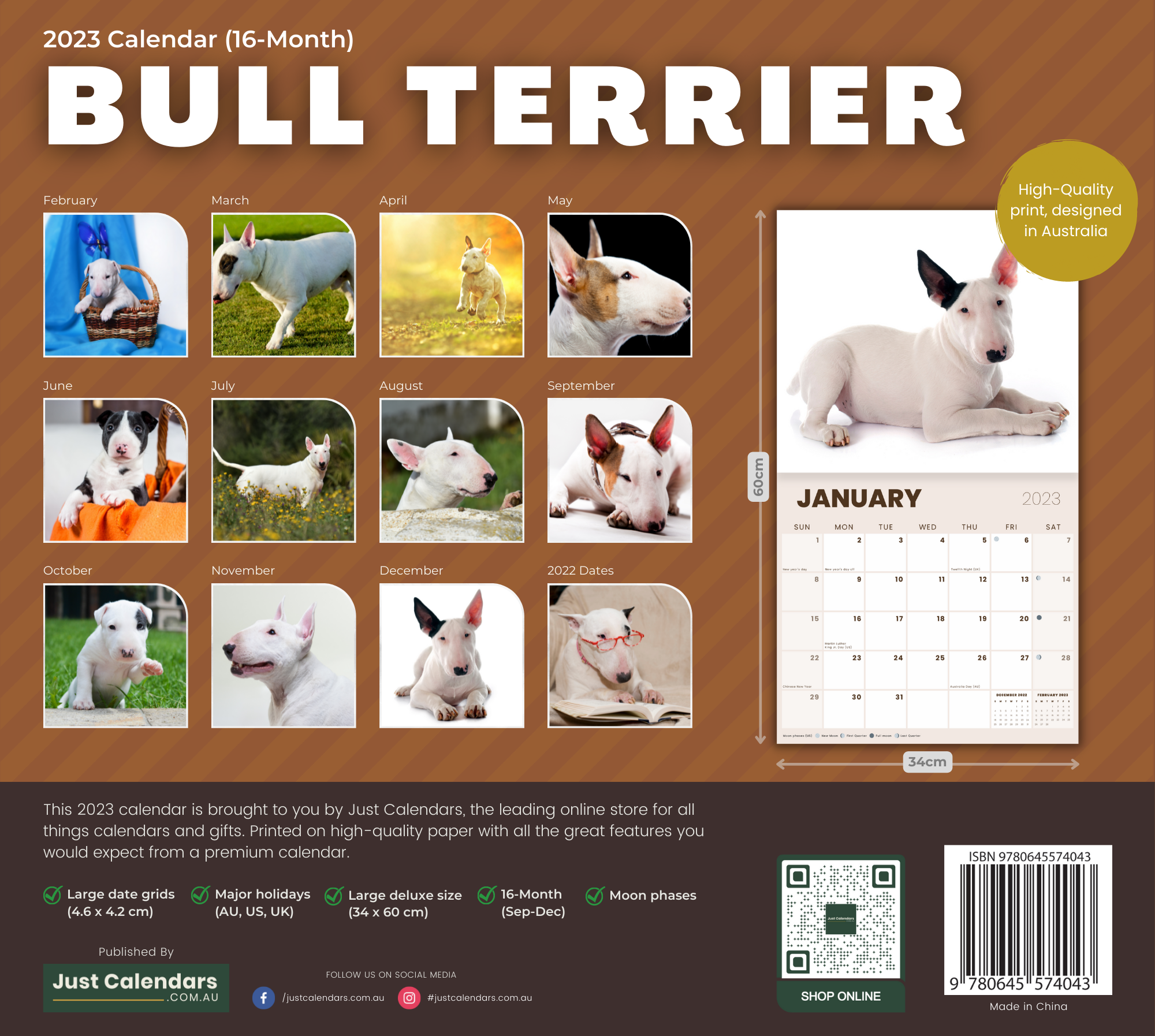2023 Bull Terrier - Deluxe Wall Calendar