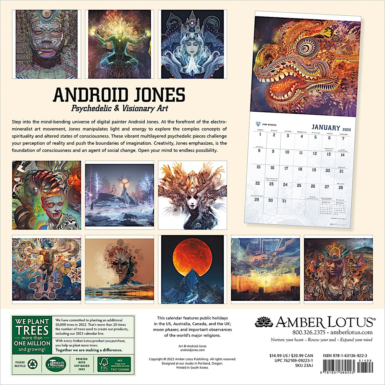 2023 Android Jones - Square Wall Calendar