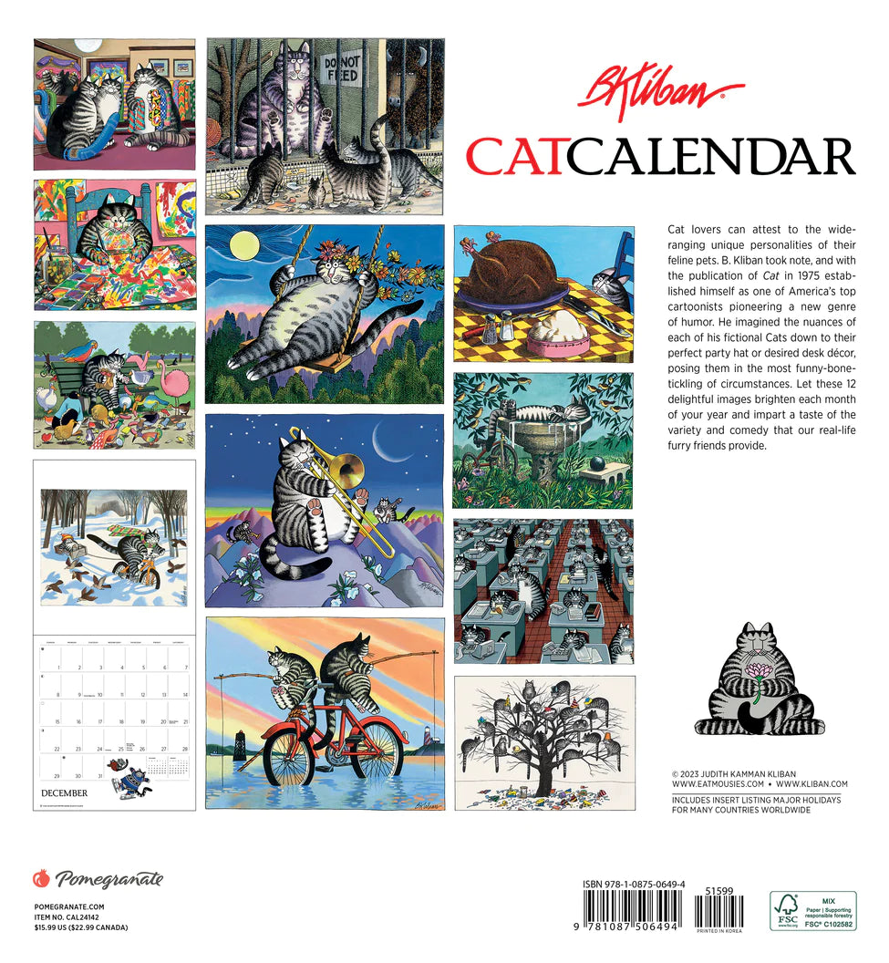 2024 B. Kliban: CatCalendar - Square Wall Calendar