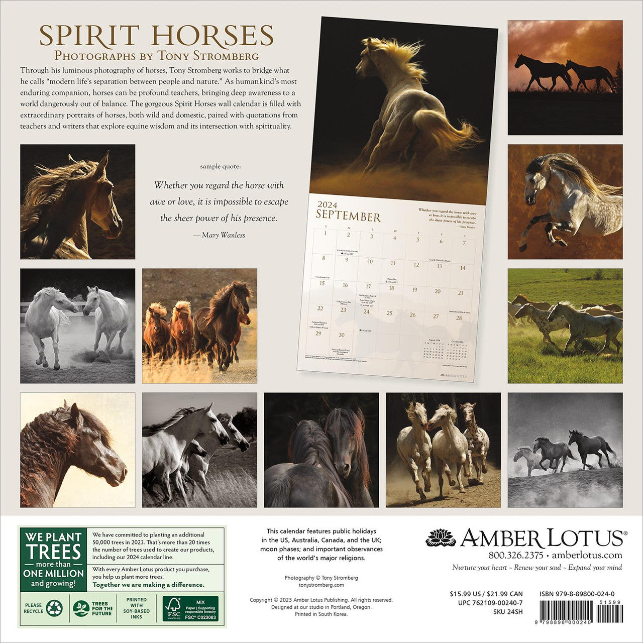 2024 Spirit Horses - Square Wall Calendar