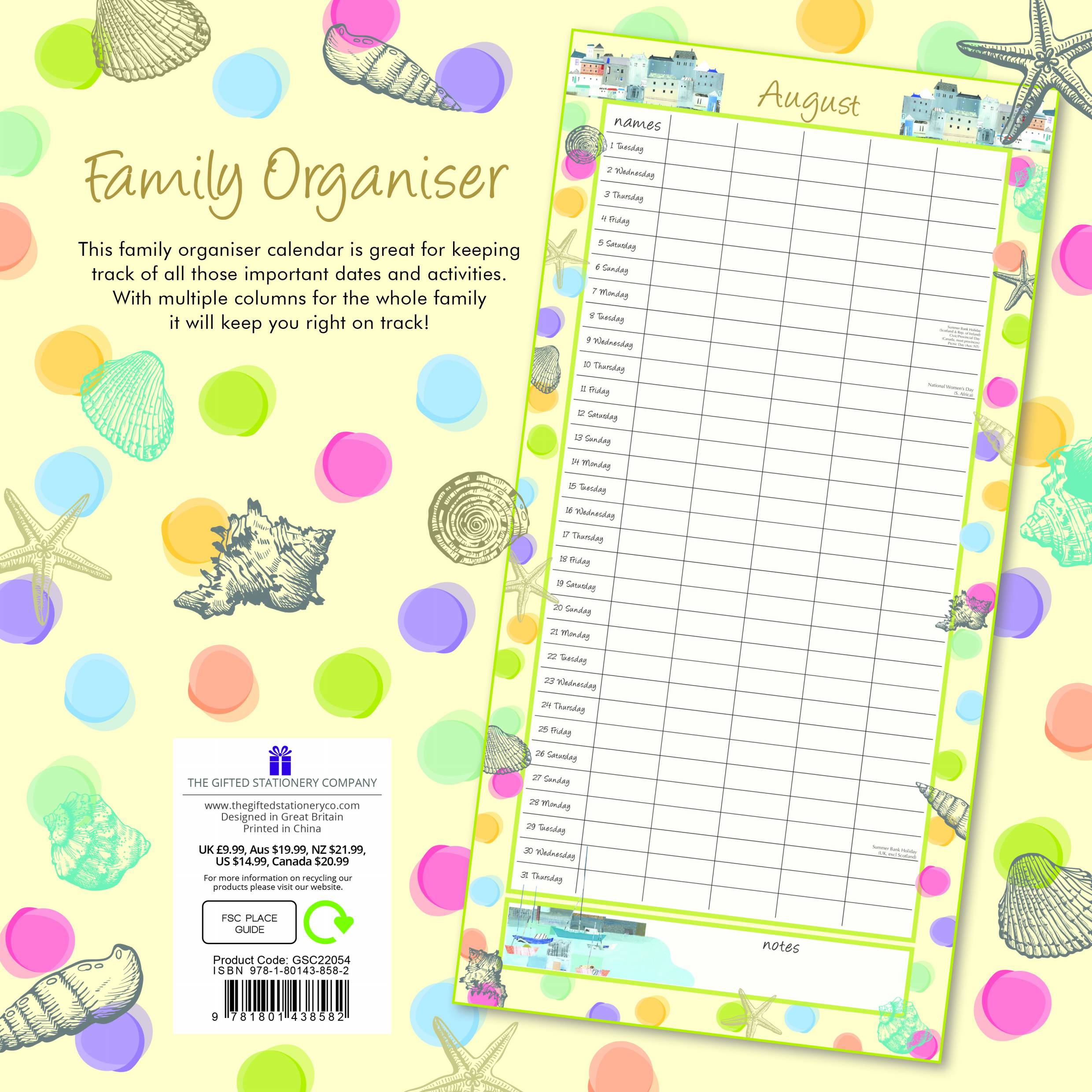 2023 By the Sea Family Organiser - Square Wall Calendar