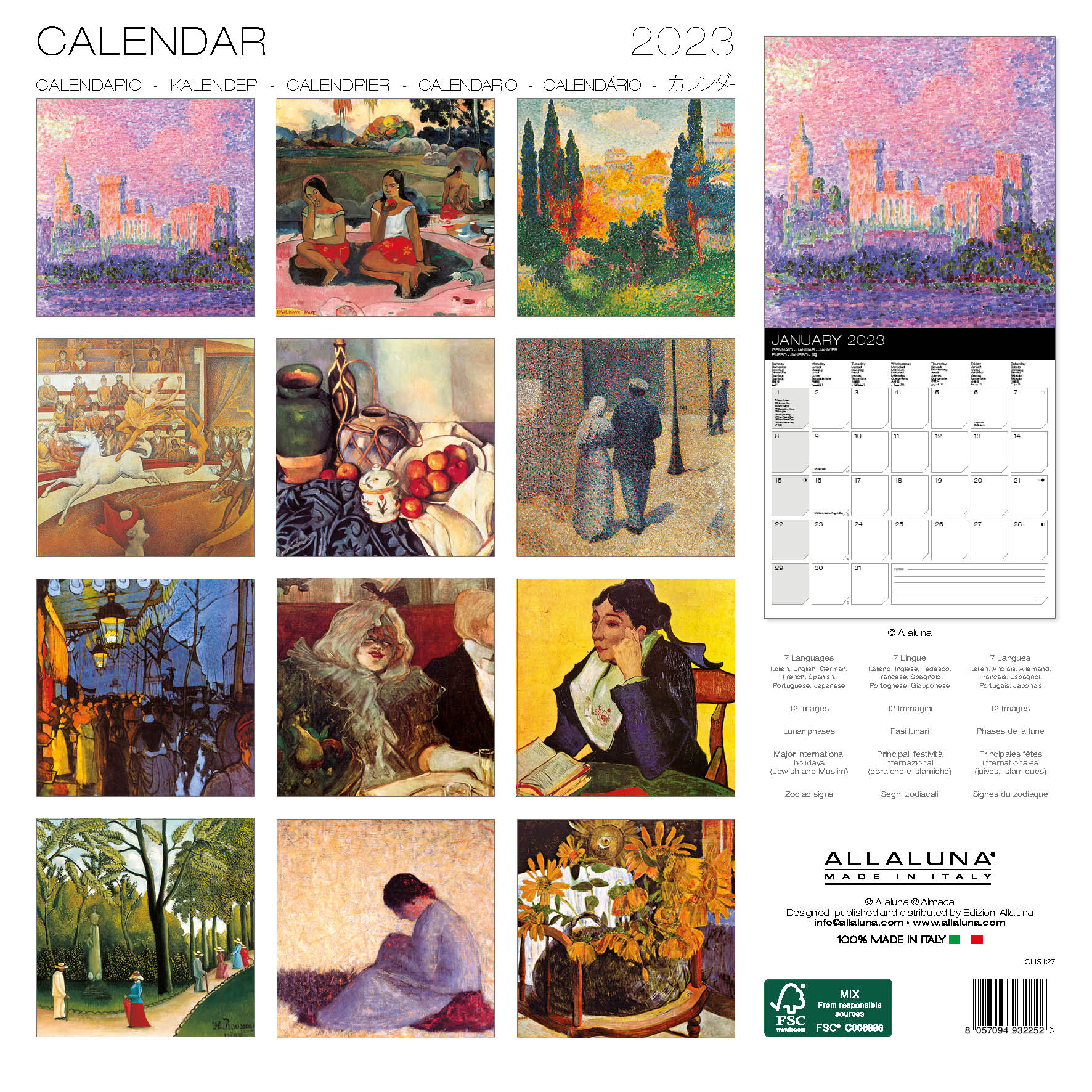 2023 Post Impressionist - Square Wall Calendar