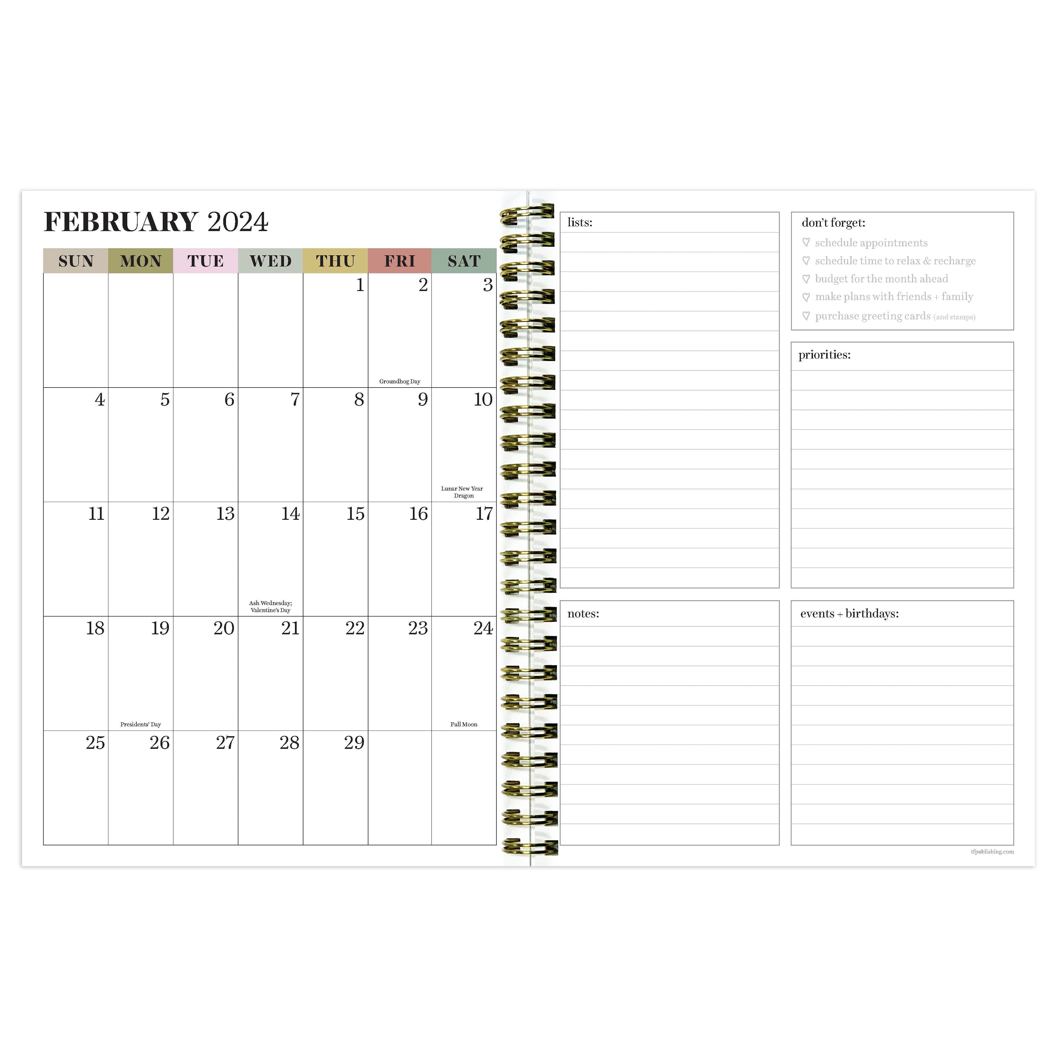 2024 Birds & Floral - Medium Weekly, Monthly Diary/Planner US