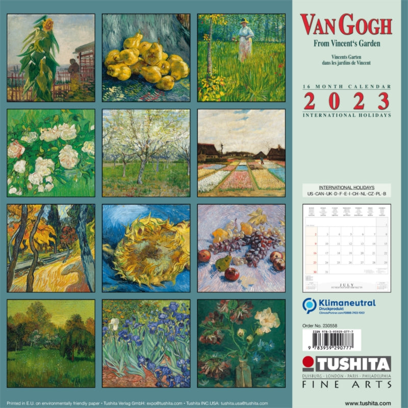 2023 Van Gogh From Vincent's Garden By Tushita - Square Wall Calendar