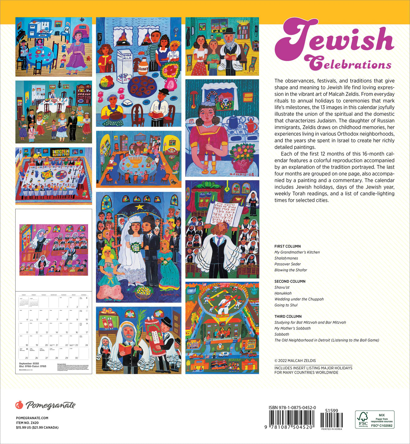 2023 Jewish Celebrations - Square Wall Calendar