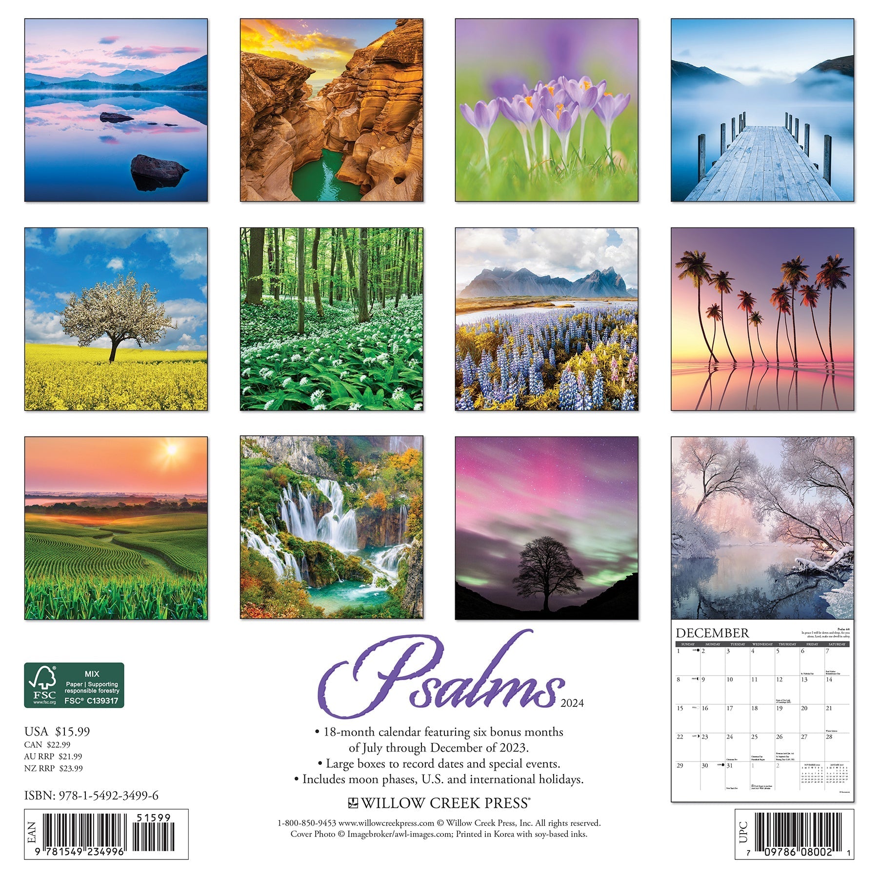 2024 Psalms (by Willow Creek) - Square Wall Calendar US