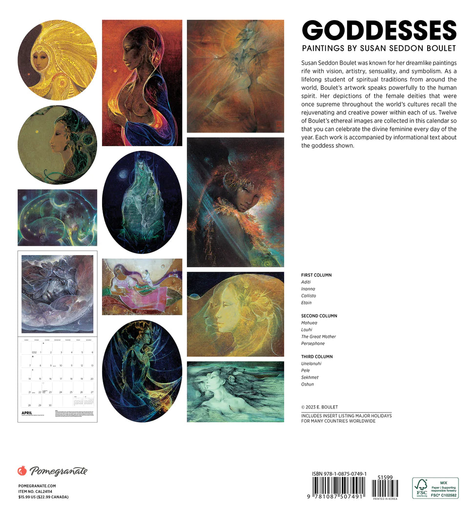 2024 Goddesses: Paintings by Susan Seddon Boulet - Square Wall Calendar