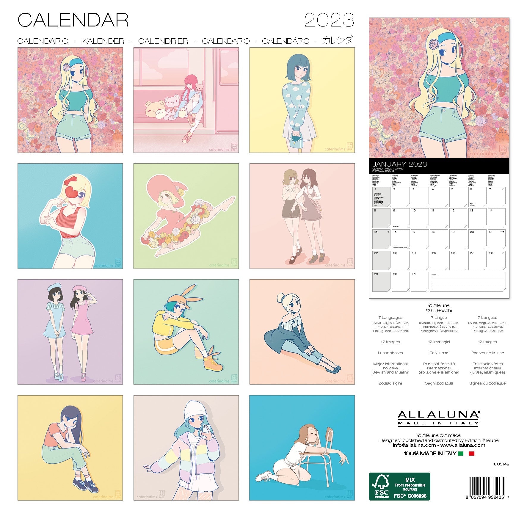 2023 Manga Girls - Square Wall Calendar