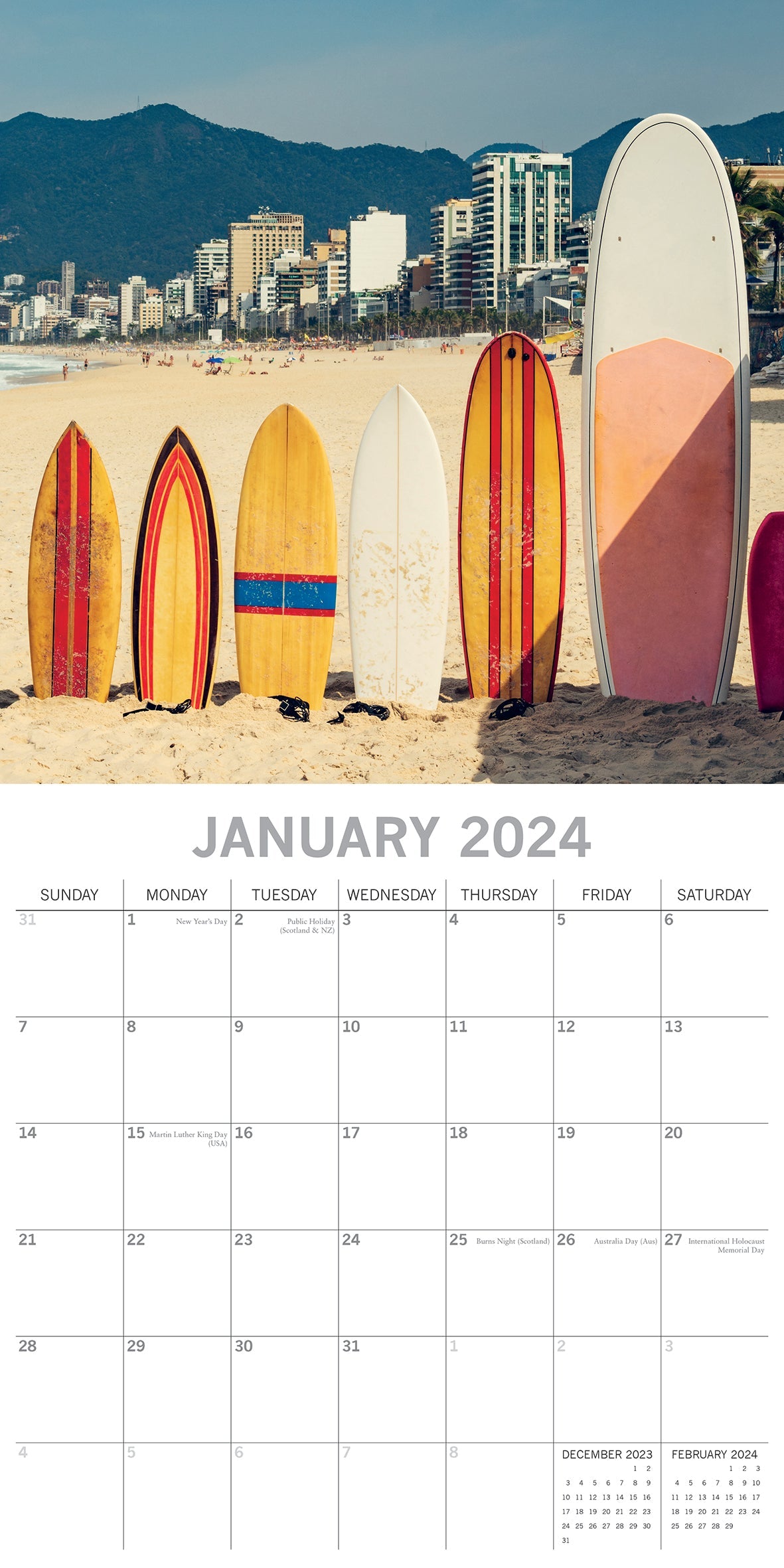 2024 Surf Life - Square Wall Calendar
