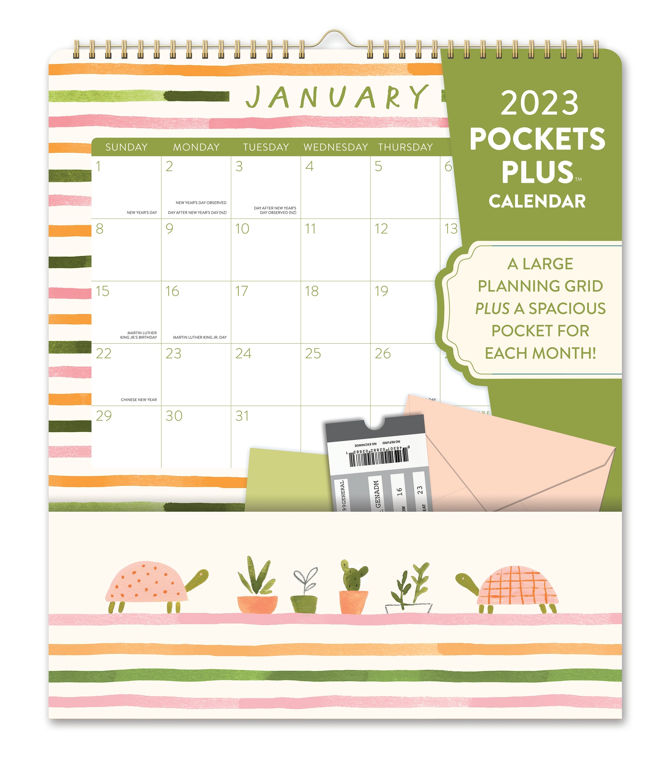2023 Turtle Garden by Jen B. Peters (Pocket Plus) - Deluxe Wall Calendar