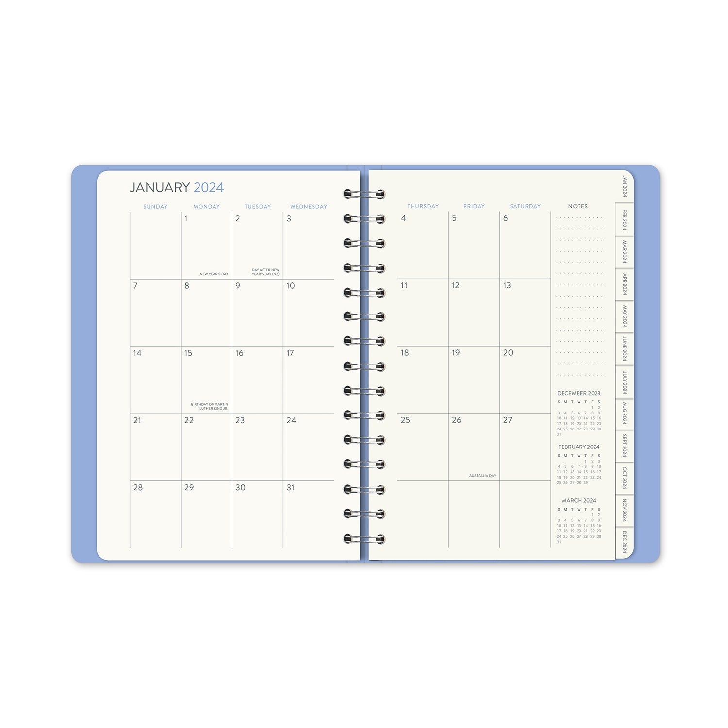 2024 Dotted Palms - Monthly & Weekly Ondine Tabbed Diary/Planner