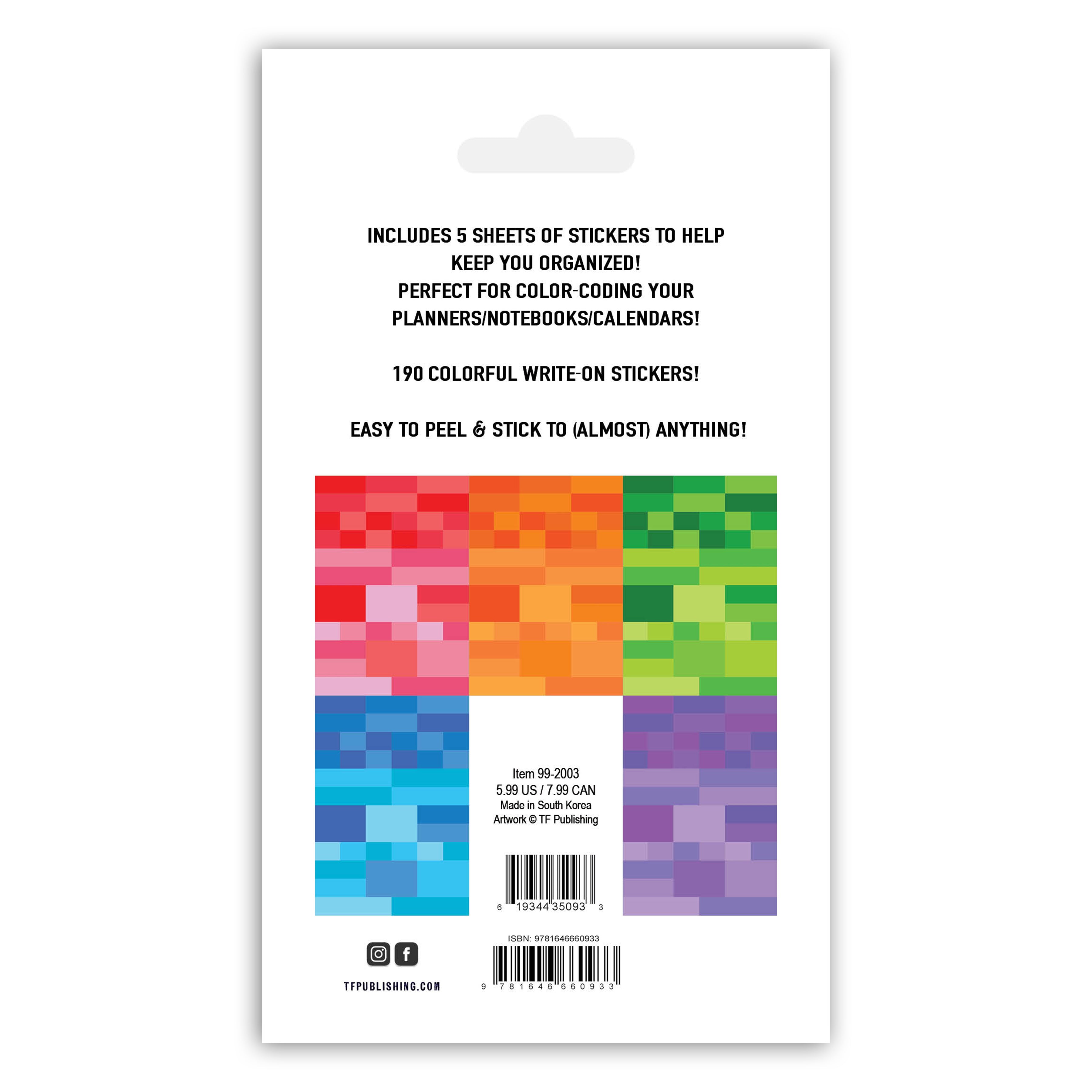 Rainbow Write-on Planner Color Coded Stickers - Calendar Accessories US