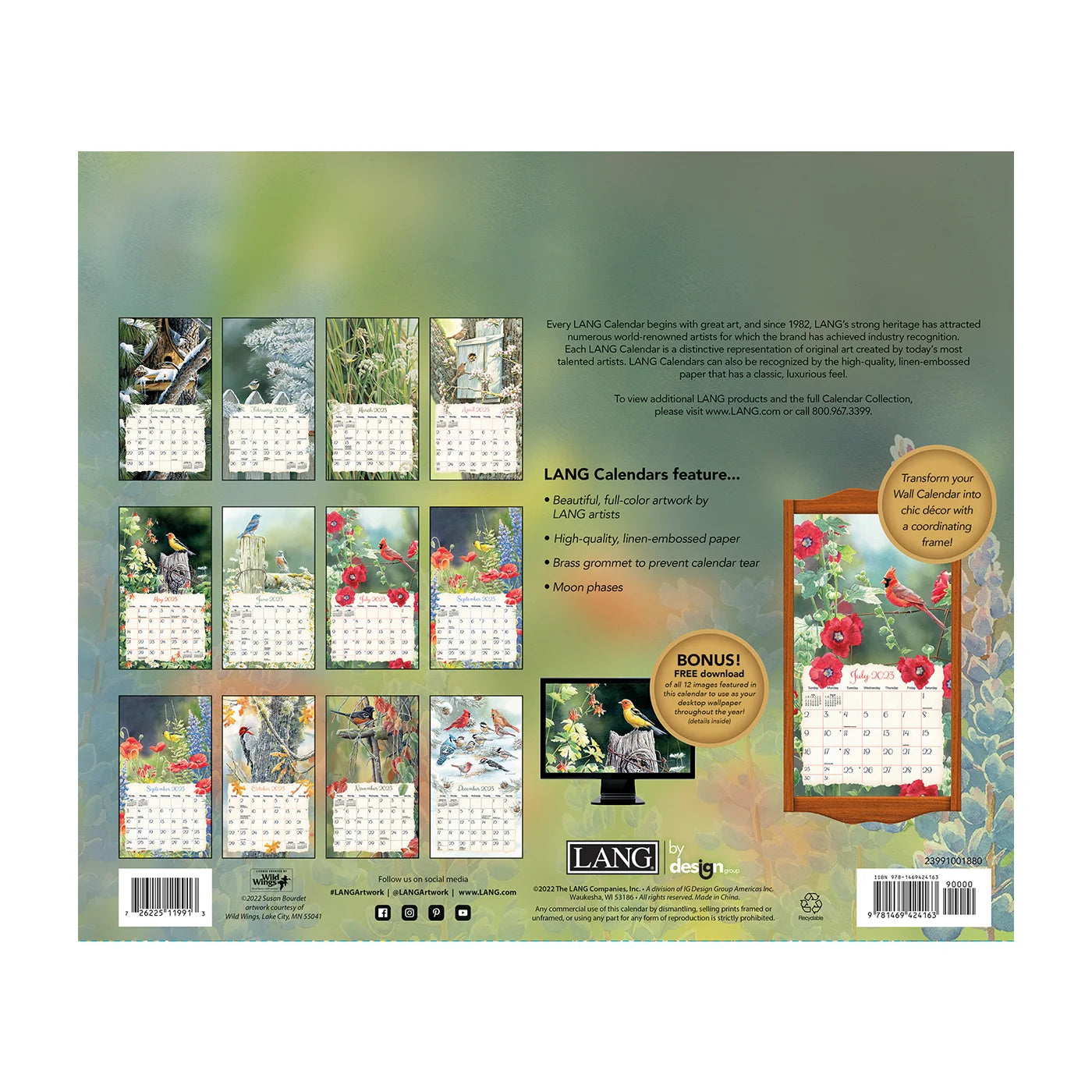 2023 LANG Songbirds by Susan Bourdet - Deluxe Wall Calendar