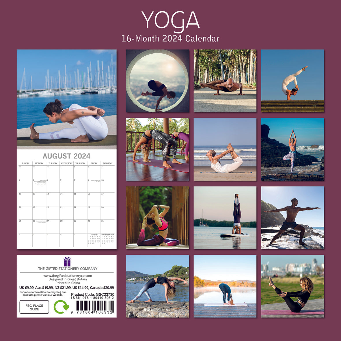 2024 Yoga - Square Wall Calendar