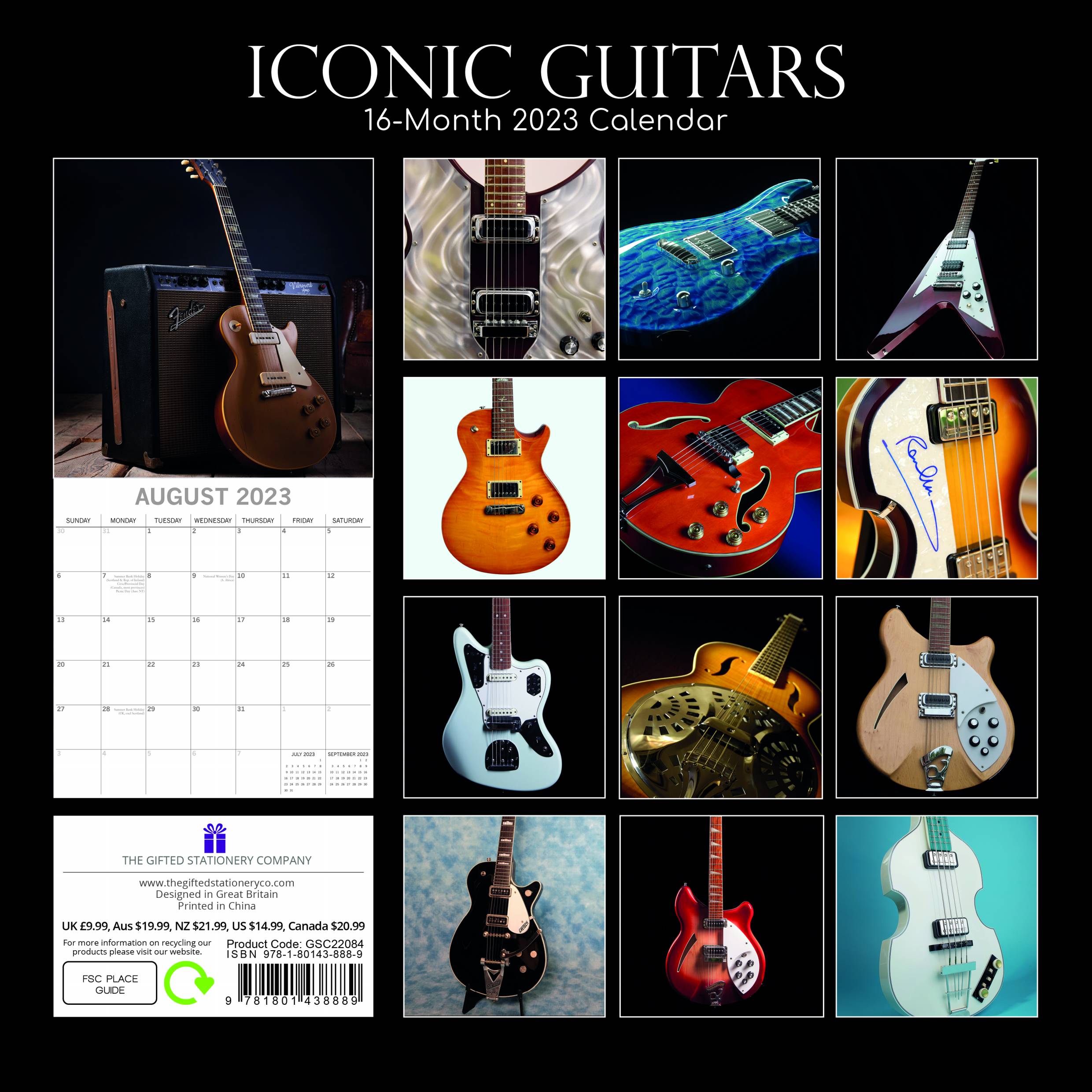 2023 Iconic Guitars - Square Wall Calendar
