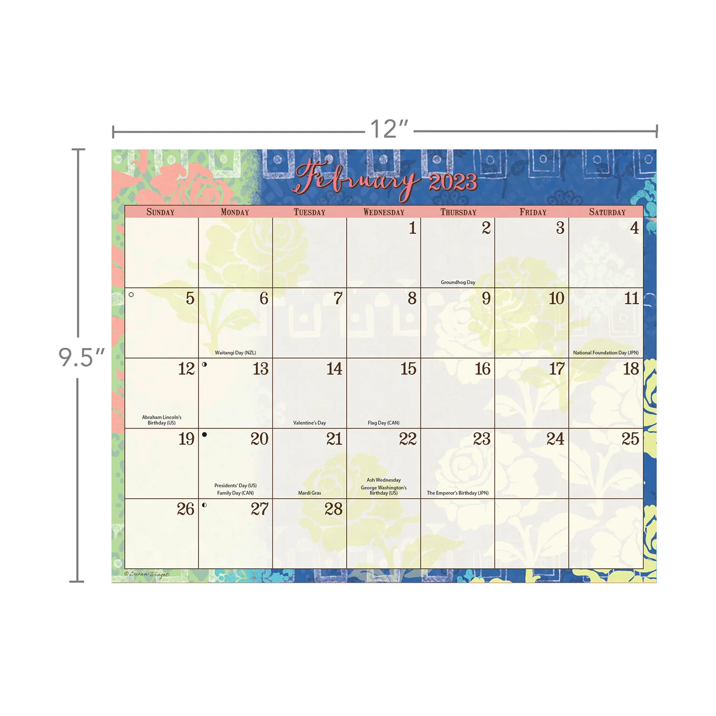 2023 LANG Bohemian By Susan Winget Tri-View - 3-Month View Calendar