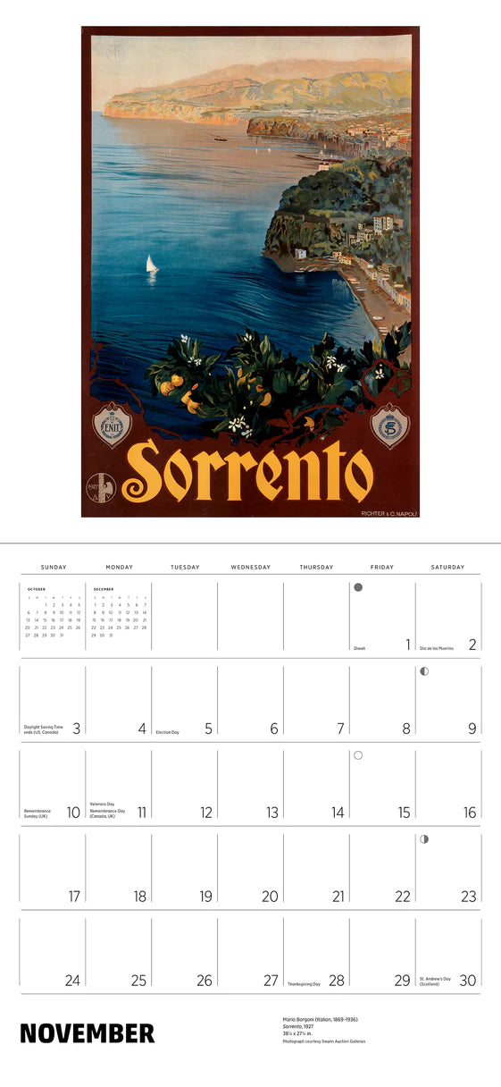 2024 Italy: Vintage Travel Posters - Square Wall Calendar