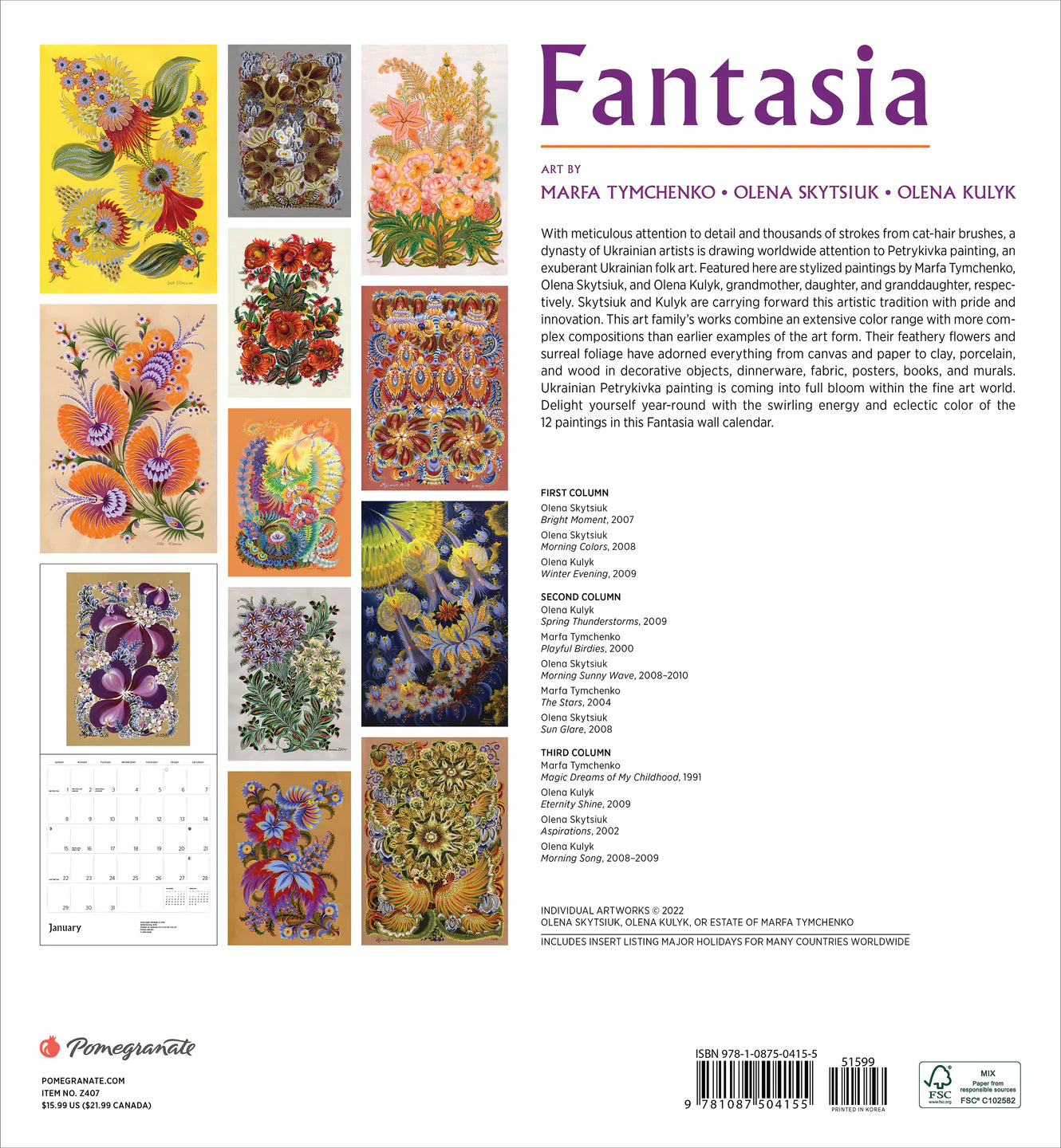 2023 Fantasia - Square Wall Calendar