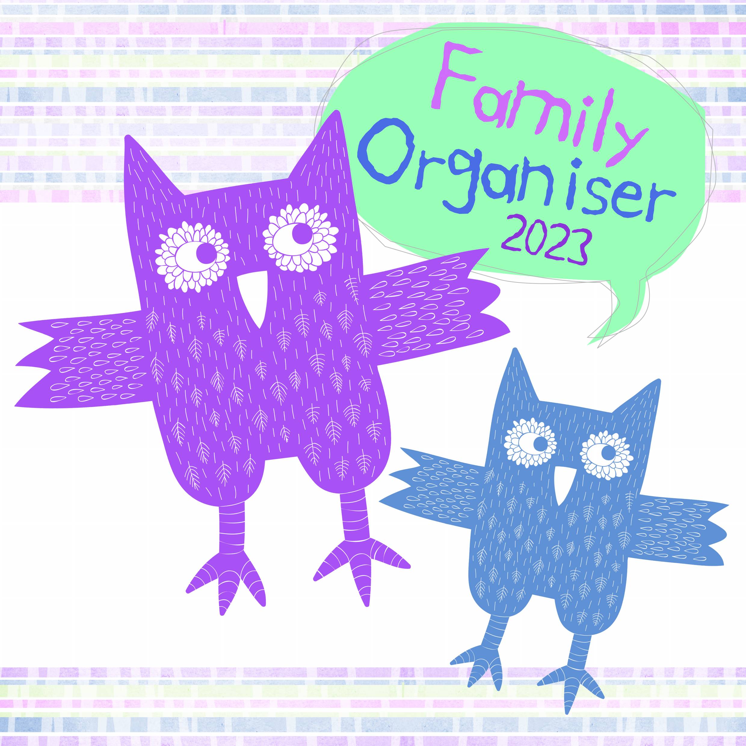 2023 Owls Family Organiser - Square Wall Calendar