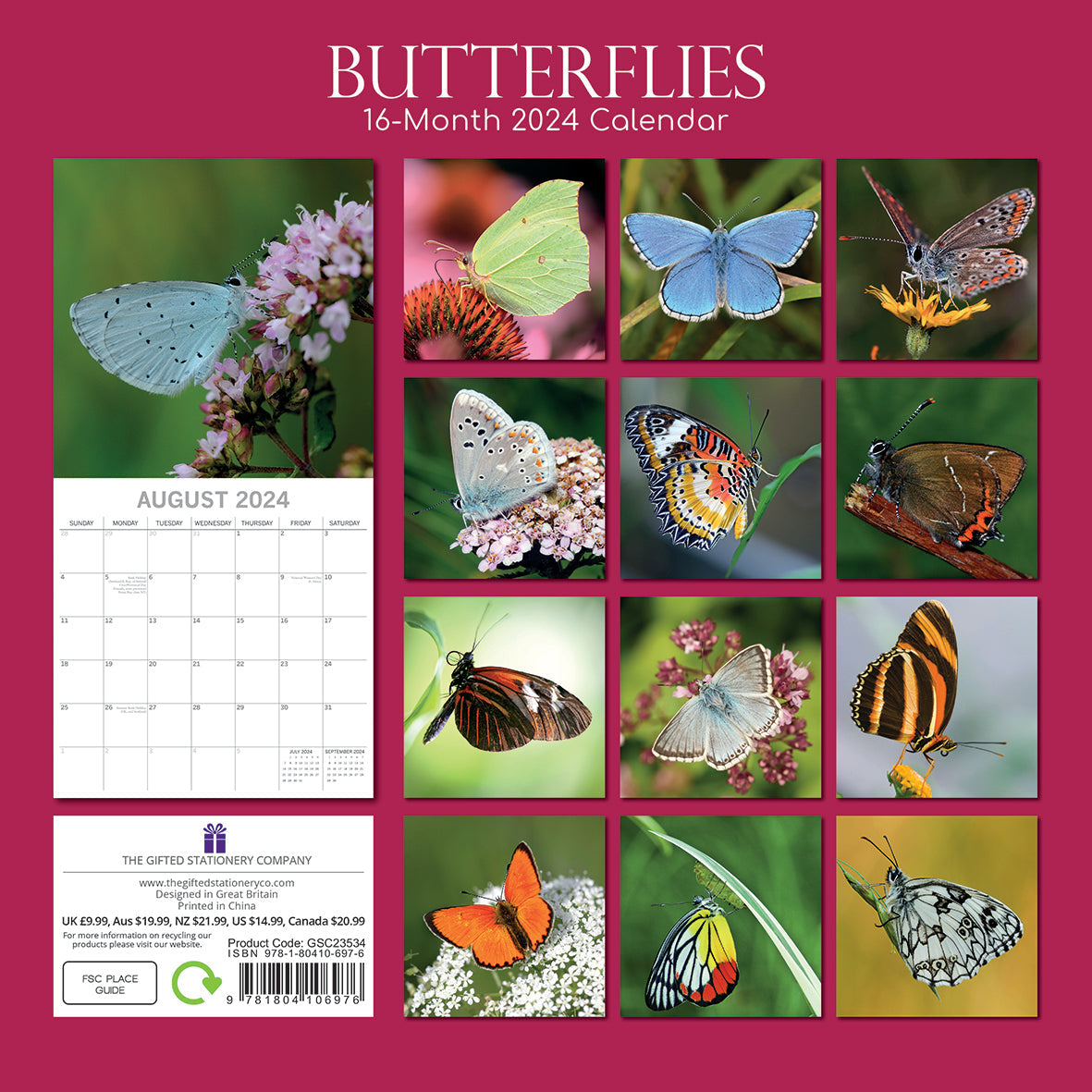 2024 Butterflies Square Wall Calendar Animals & Wildlife Calendars