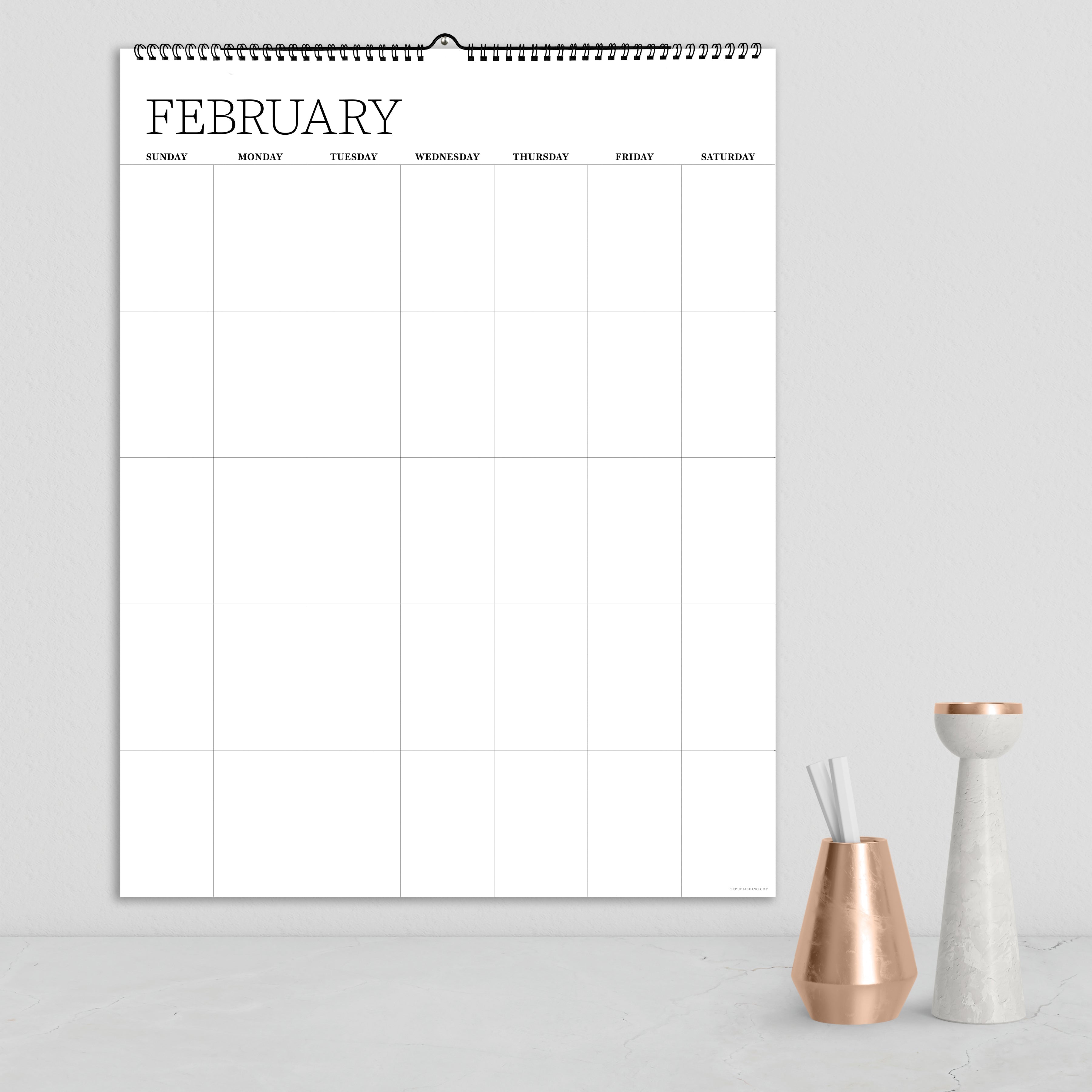 Dry Erase Large Wire-o Hanging Vertical - Perpetual Undated Wall Calendar US