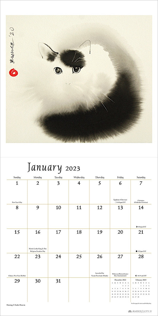 2023 Artful Cat - Square Wall Calendar