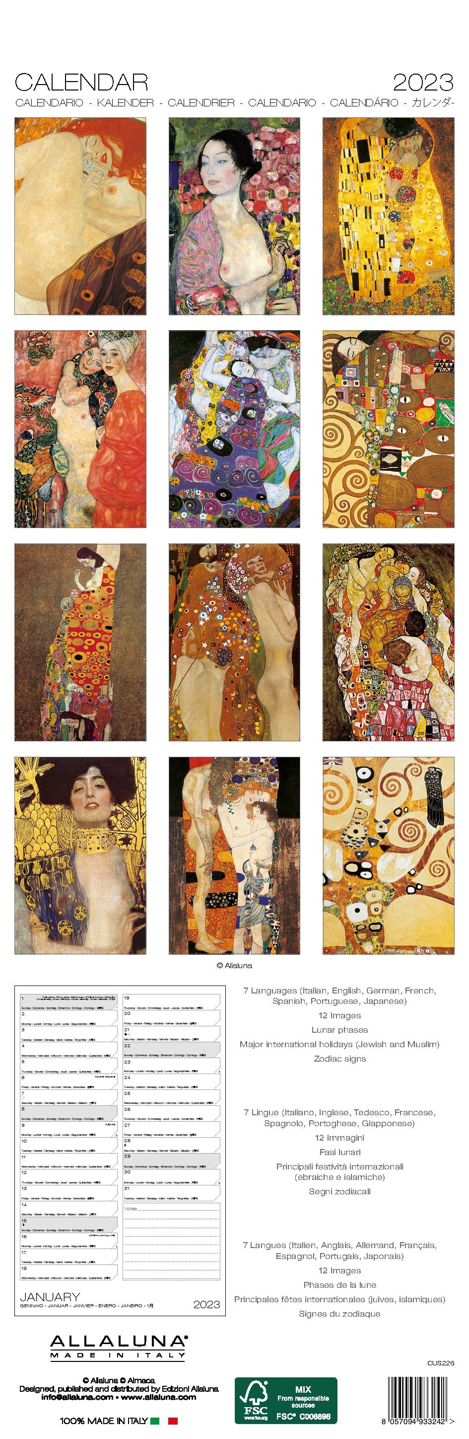 2023 Klimt - Slim Wall Calendar