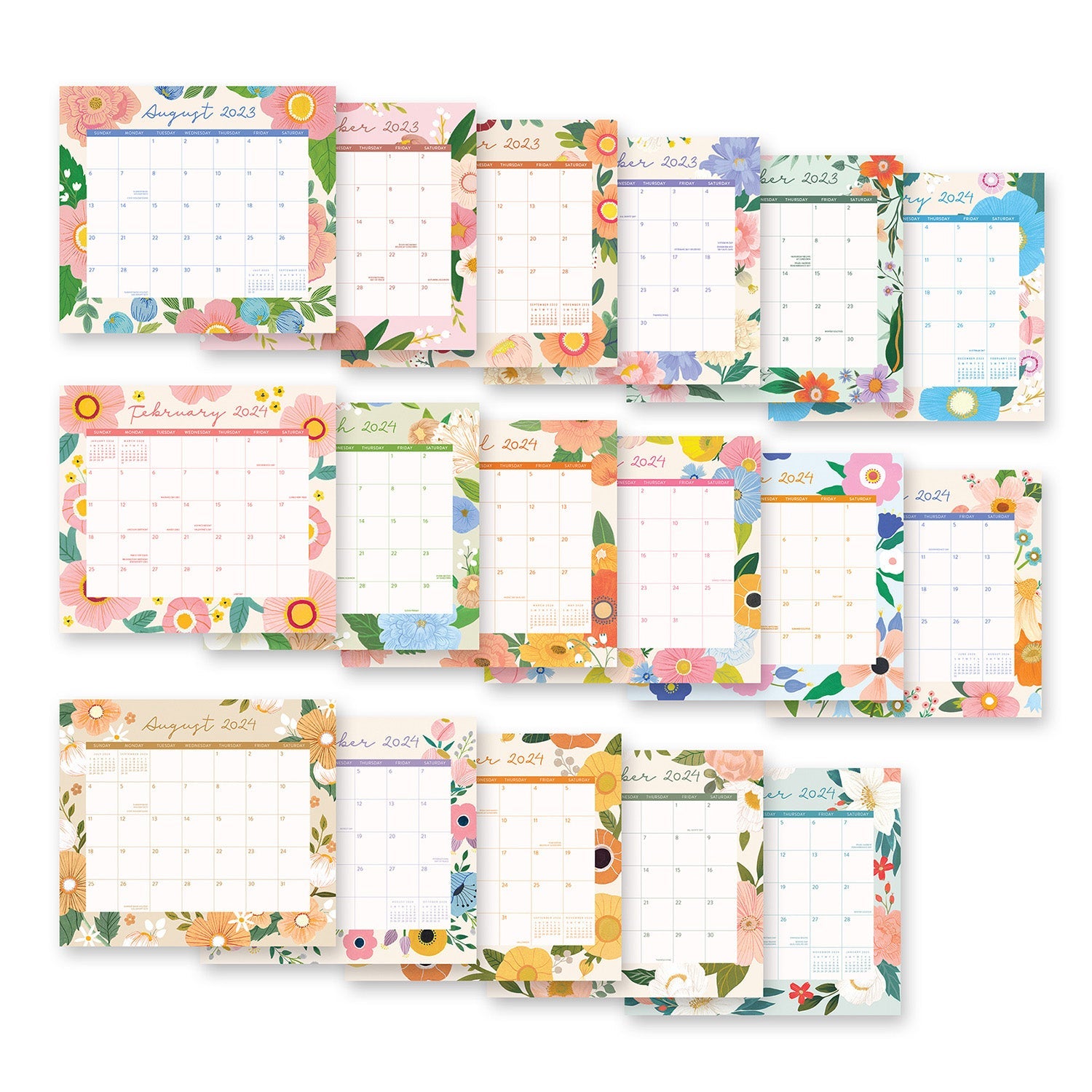 2024 Bella Flora - Monthly Magnetic Pad Calendar