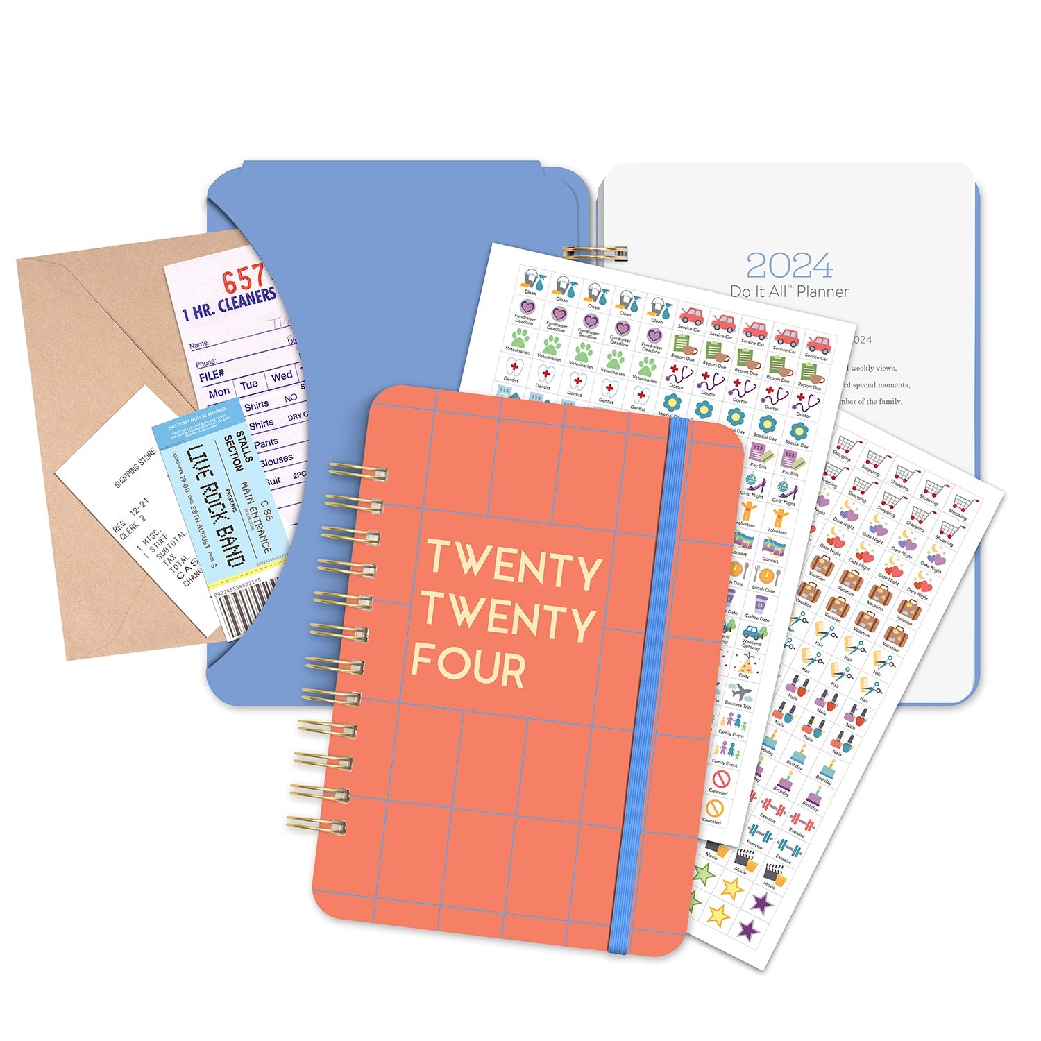 2024 Coral Grid Do It All - Monthly & Weekly Diary/Planner