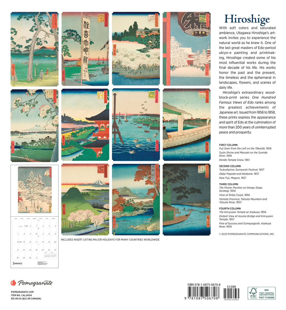 2024 Hiroshige - Square Wall Calendar  SOLD OUT