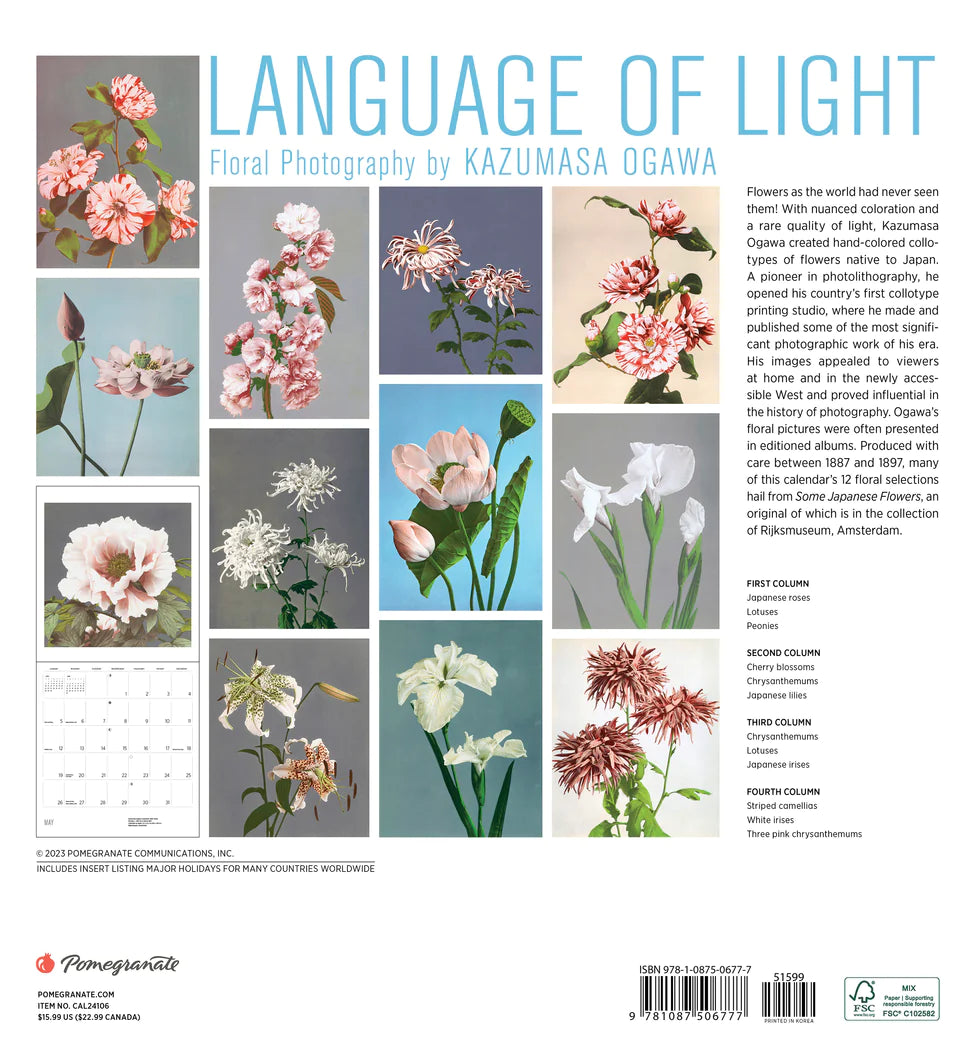 2024 Language of Light: Floral Photography by Kazumasa Ogawa - Square Wall Calendar